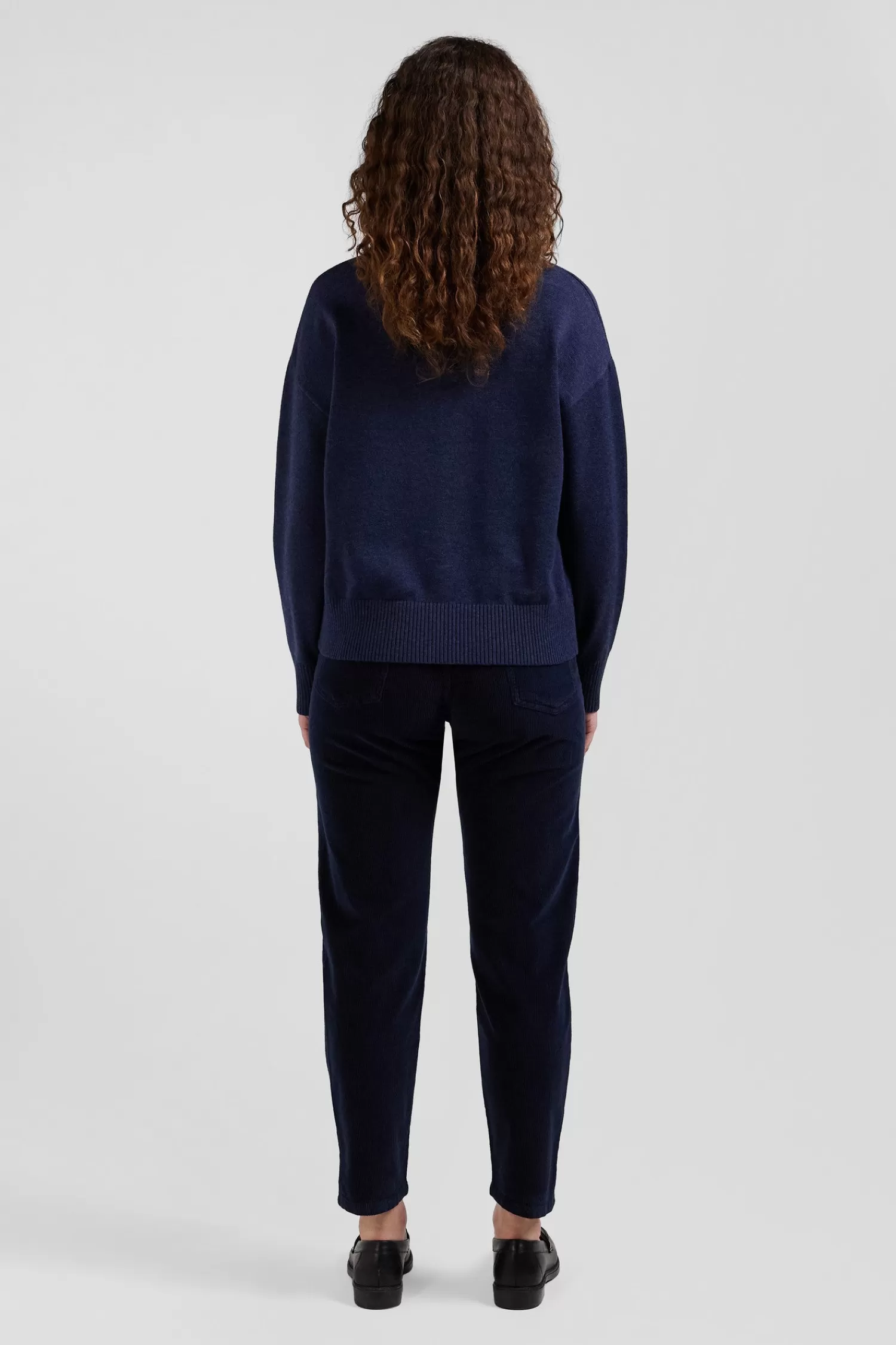 relaxed_navy_wool_and_cotton_crew_neck_jumper_5.webp Eden Park Relaxed navy wool and cotton crew neck jumper<Women Sweaters