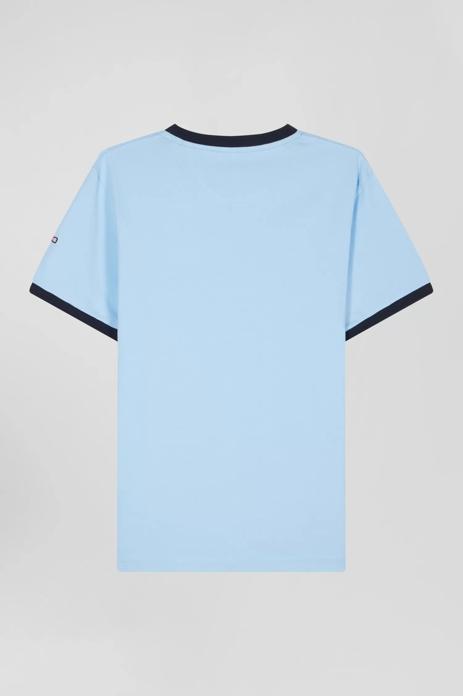 Eden Park Relaxed sky blue bicolor short-sleeved cotton T-shirt with 10 print< T-shirts