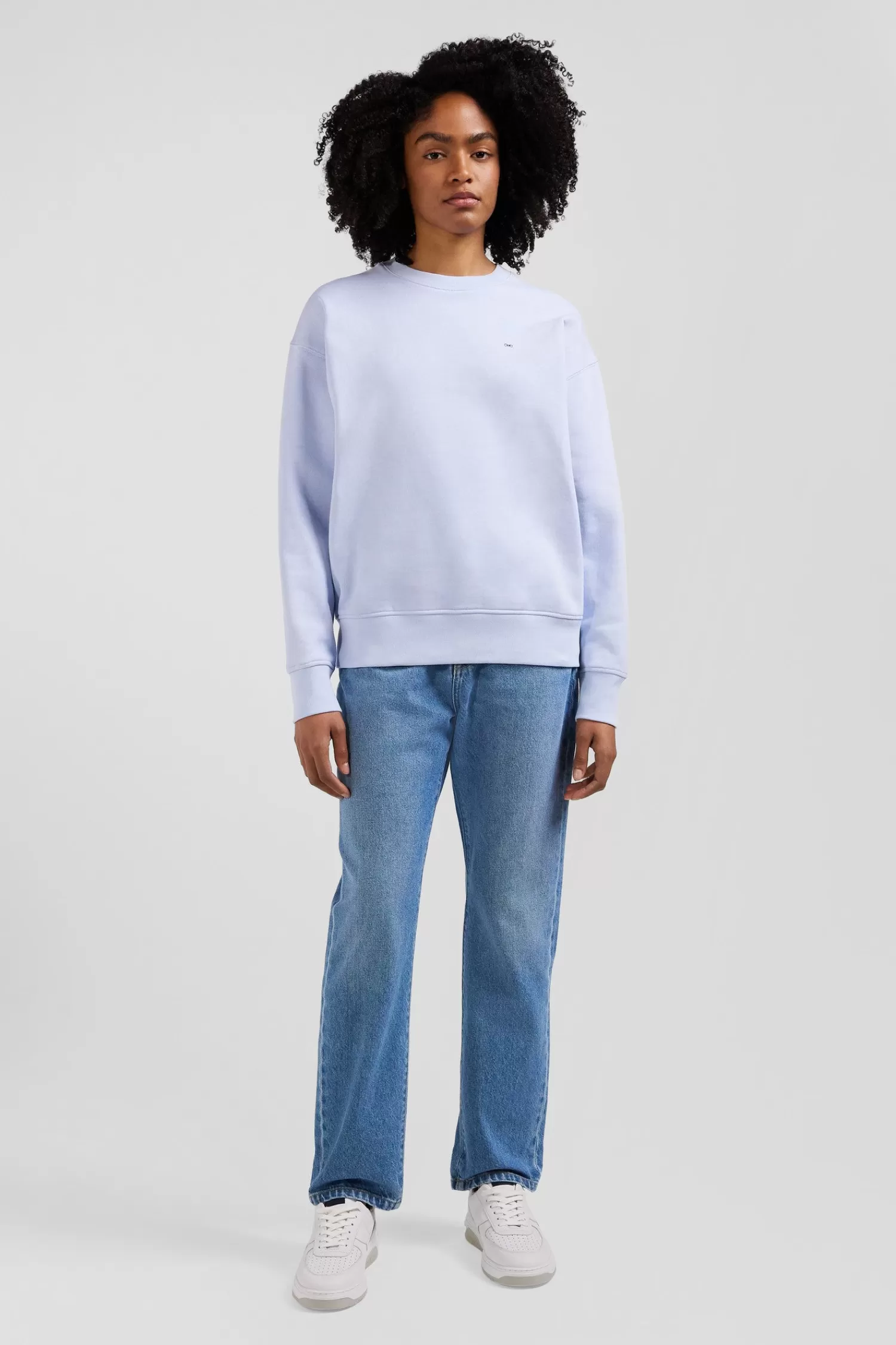 Eden Park Relaxed sky blue brushed cotton fleece sweatshirt<Women Sweatshirts