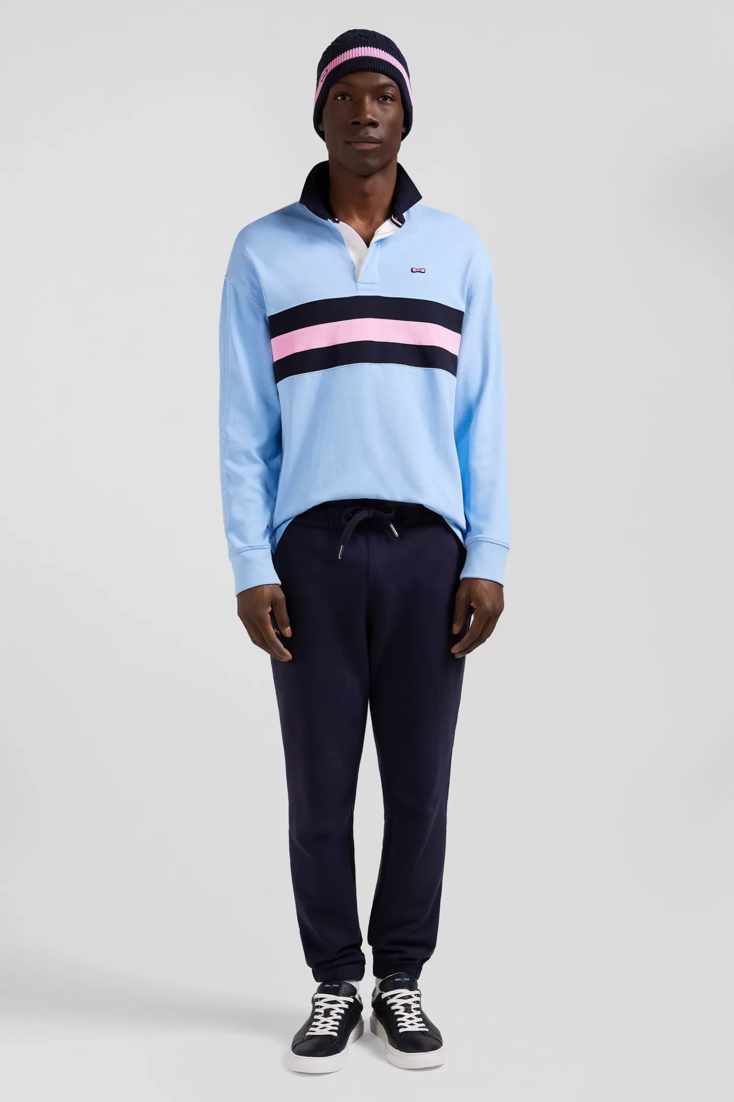 Eden Park Relaxed sky blue embroidered long-sleeved cotton rugby shirt< Rugby Shirts