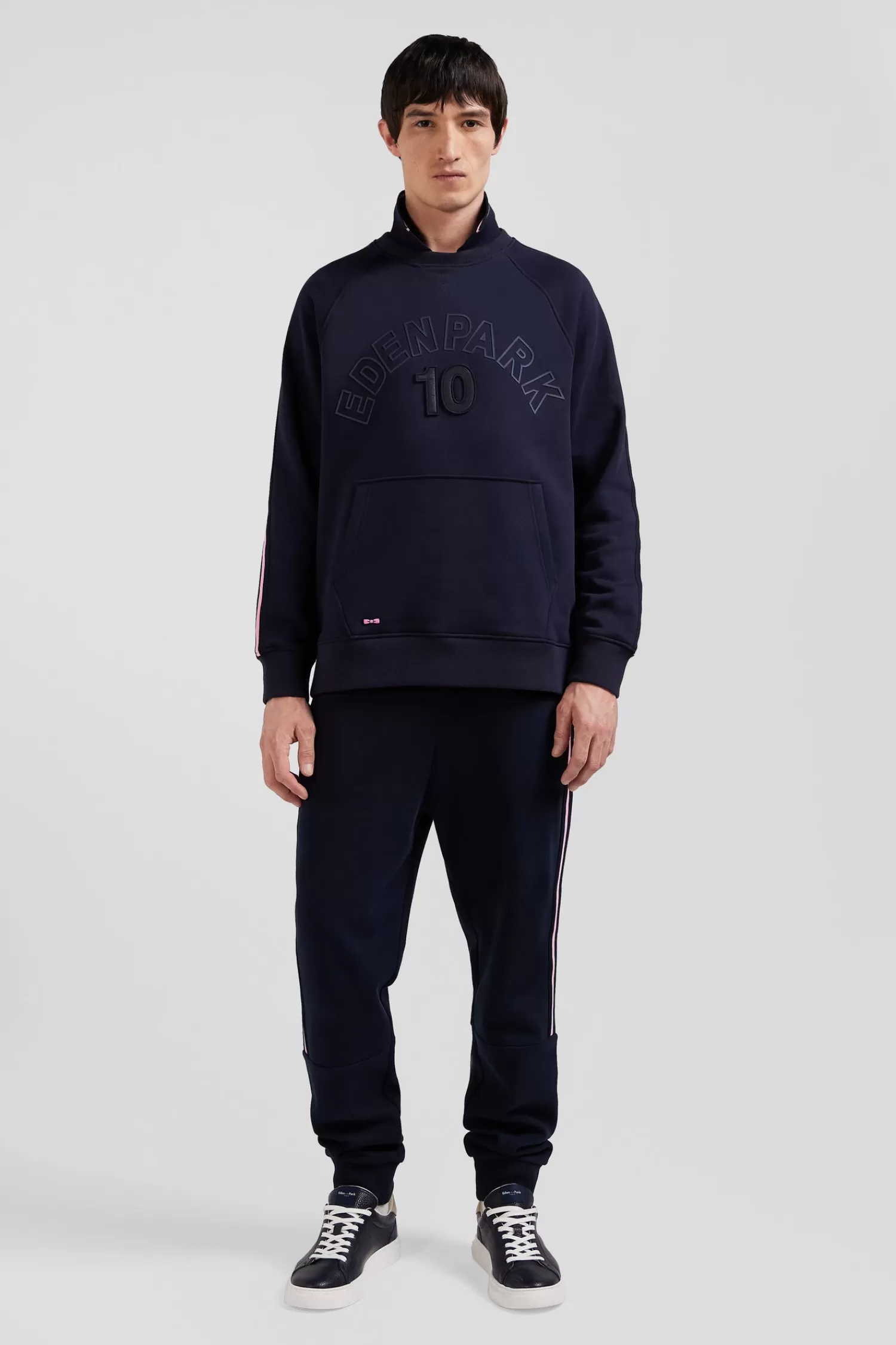 Eden Park Relaxed sky blue mixed cotton sweatshirt with padded embroidery< Sweatshirts