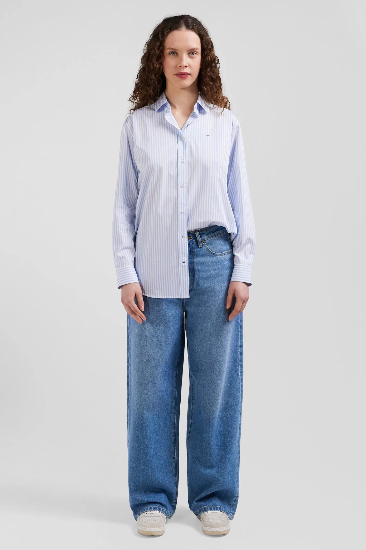 Eden Park Relaxed sky blue striped cotton shirt<Women Shirts | Shirts