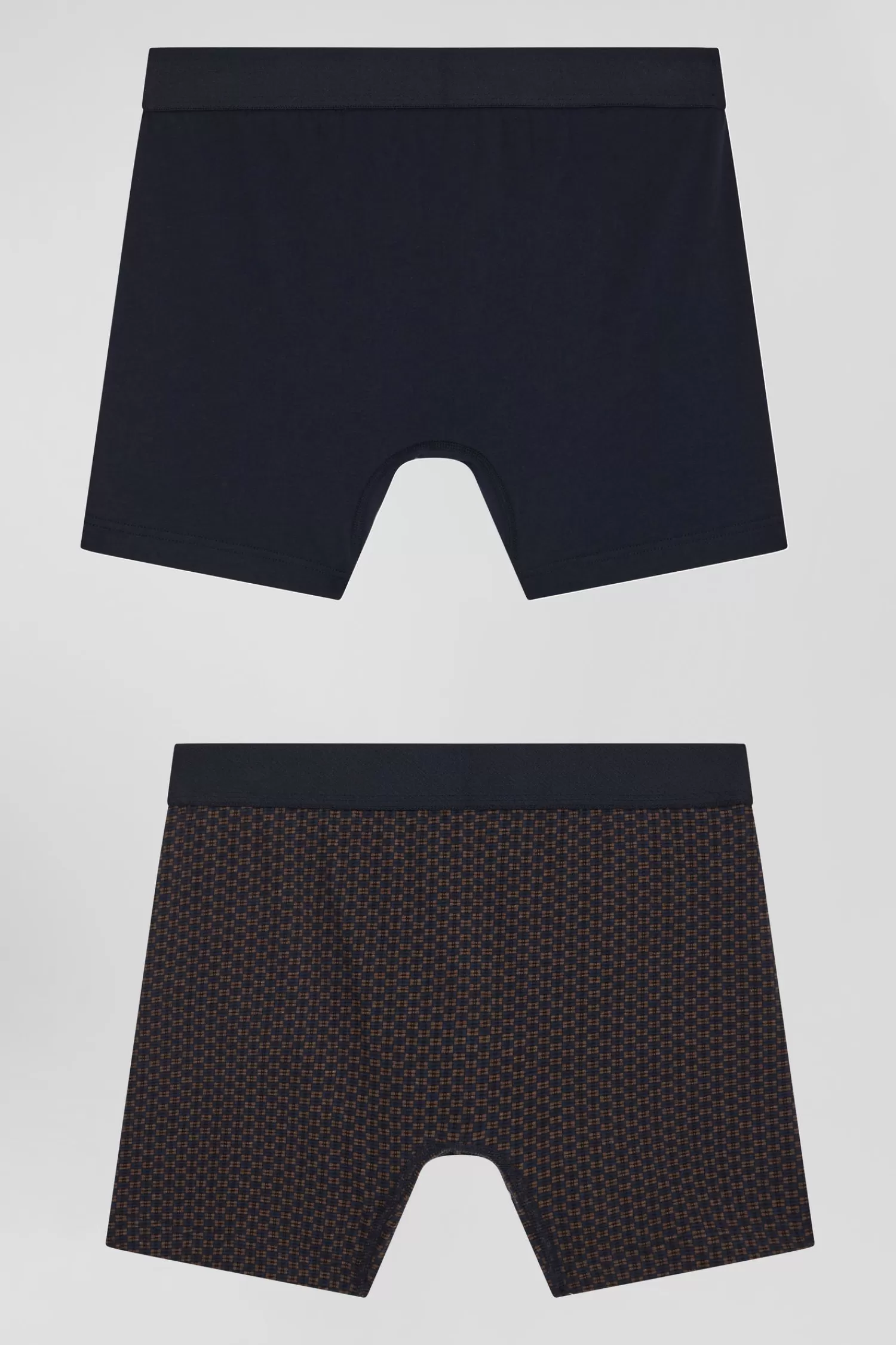 Eden Park Set of 2 brown stretch cotton boxers with graphic micro patterns< Underwear