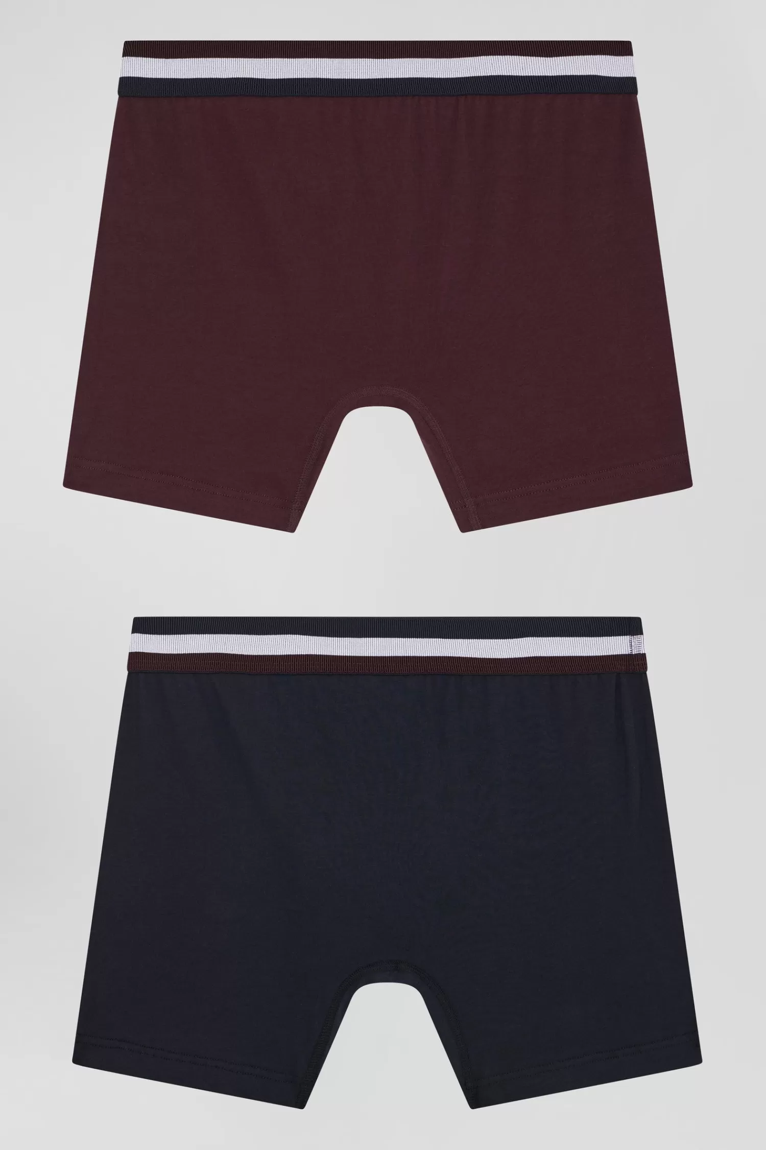 Eden Park Set of 2 burgundy stretch cotton boxers with tricolor waistband< Underwear