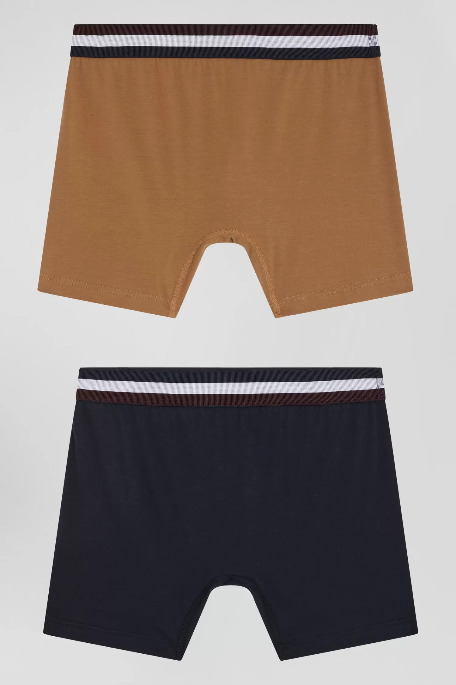 Eden Park Set of 2 camel stretch cotton boxers with tricolor waistband< Underwear