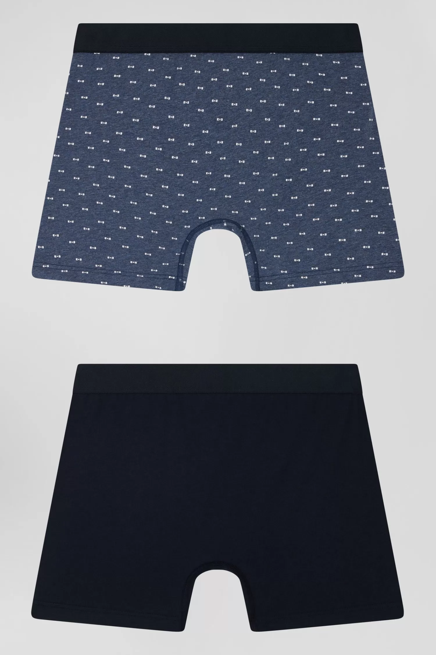 Eden Park Set of 2 dark blue solid and micro pattern stretch cotton boxers< Underwear