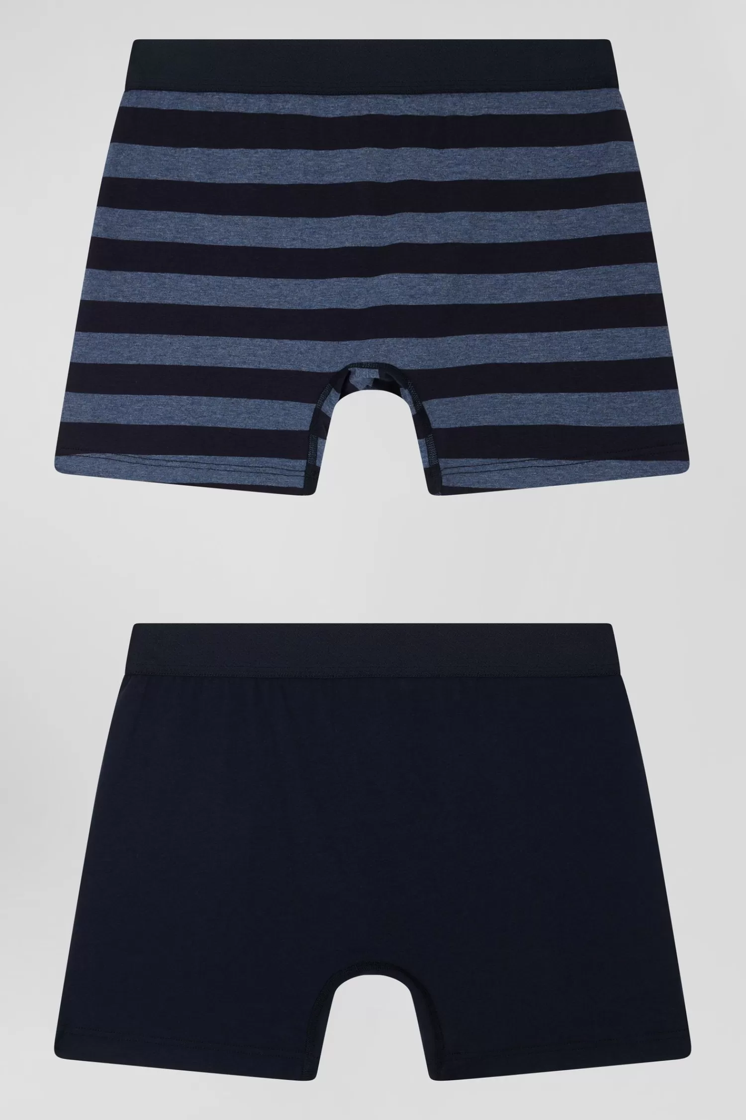 Eden Park Set of 2 dark blue striped and solid stretch cotton boxers< Underwear