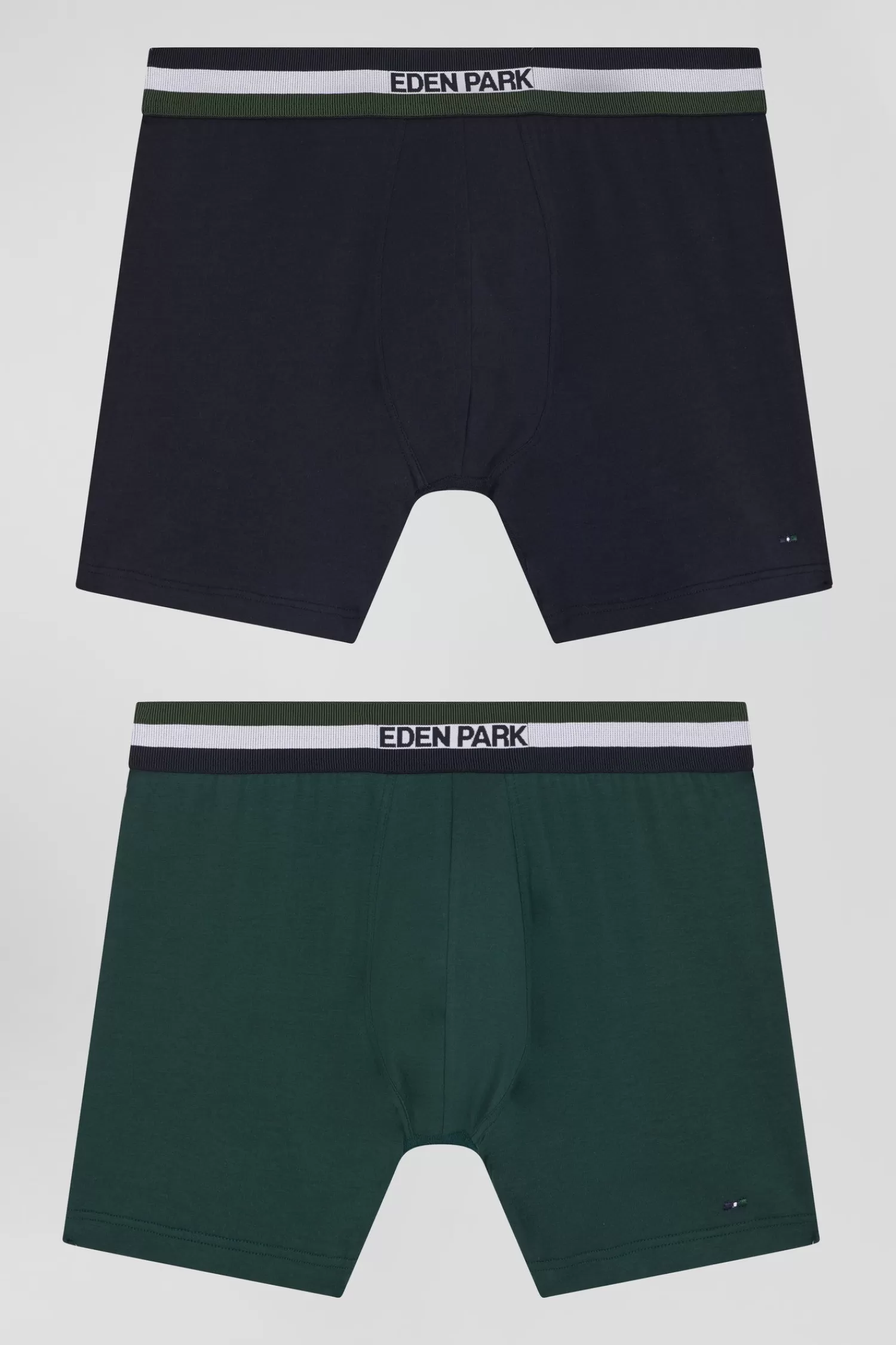 Eden Park Set of 2 green stretch cotton boxers with tricolor waistband< Underwear
