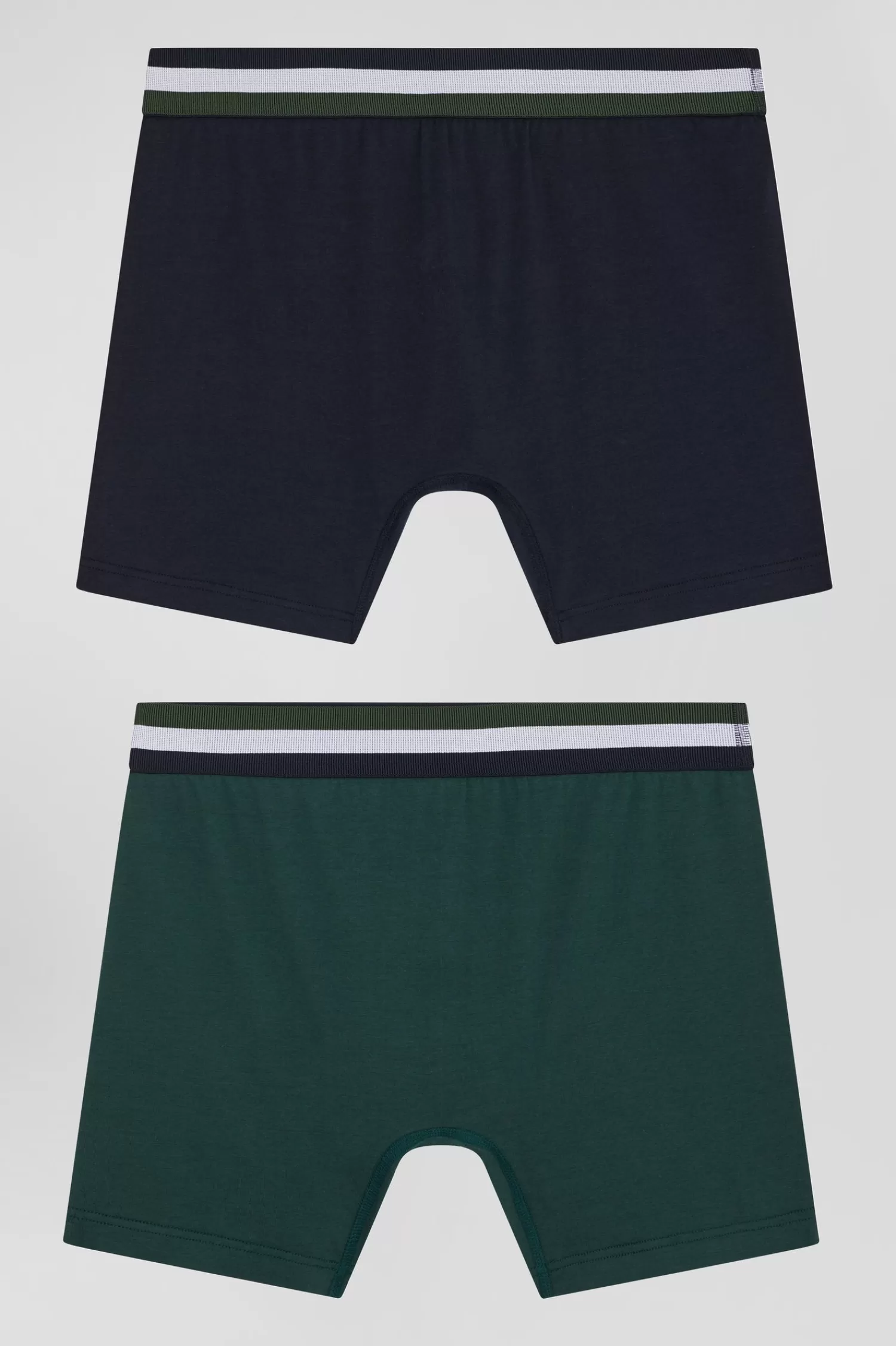 Eden Park Set of 2 green stretch cotton boxers with tricolor waistband< Underwear