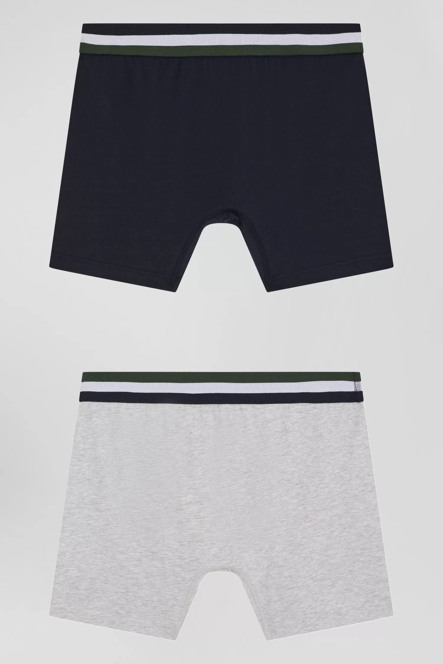 Eden Park Set of 2 grey stretch cotton boxers with tricolor waistband< Underwear