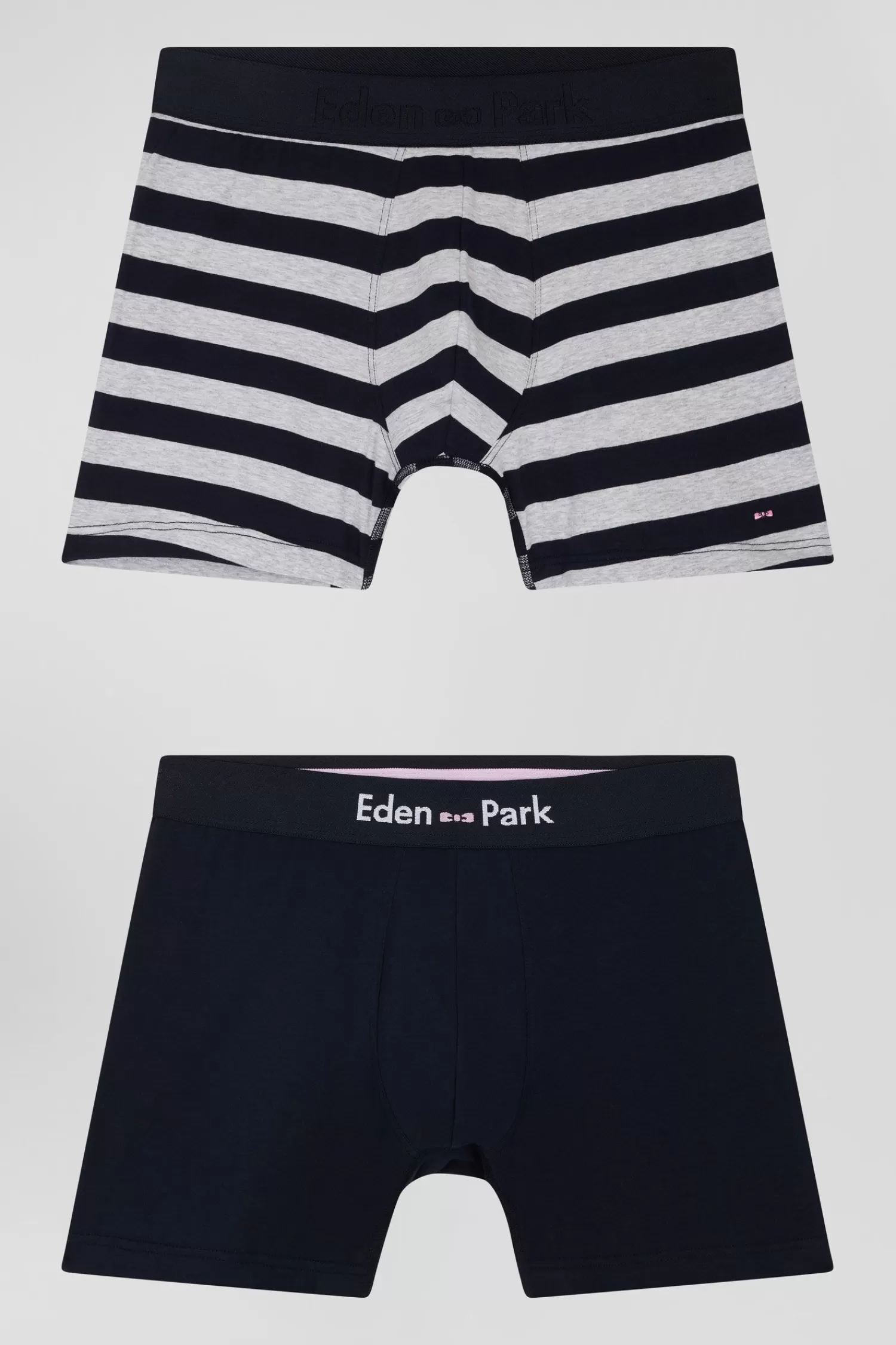 Eden Park Set of 2 grey striped and solid stretch cotton boxers< Underwear