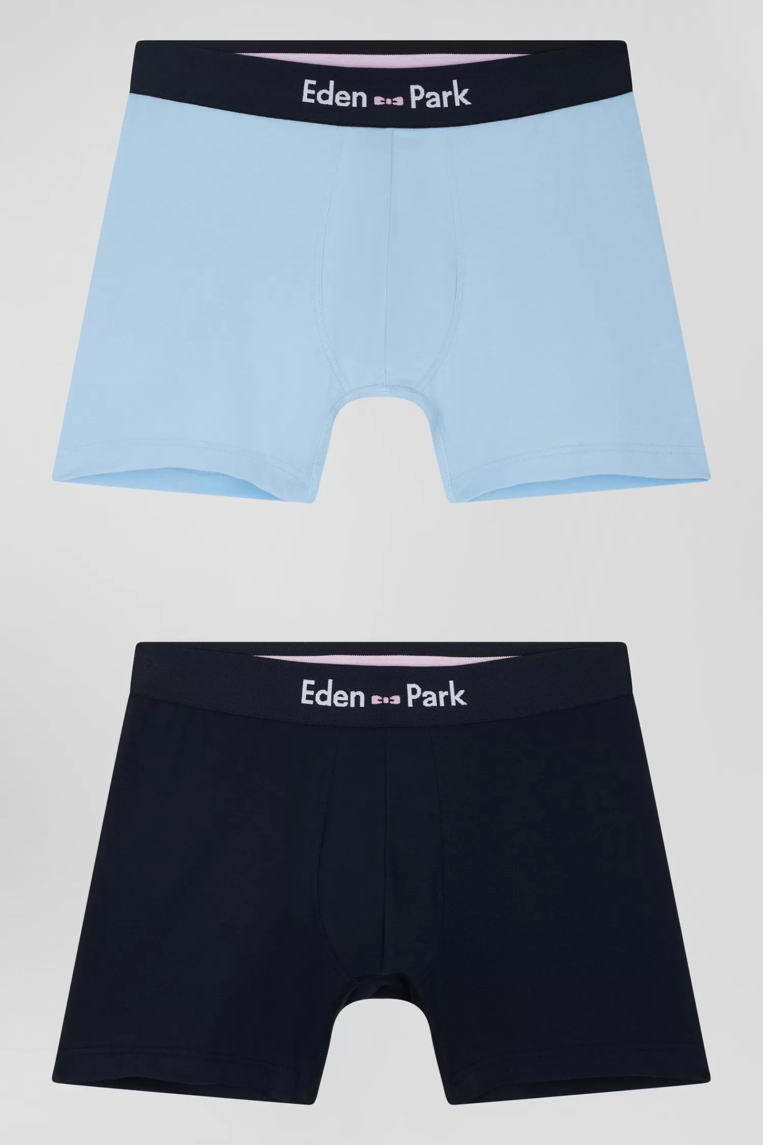 Eden Park Set of 2 navy blue and sky blue stretch cotton boxers< Underwear