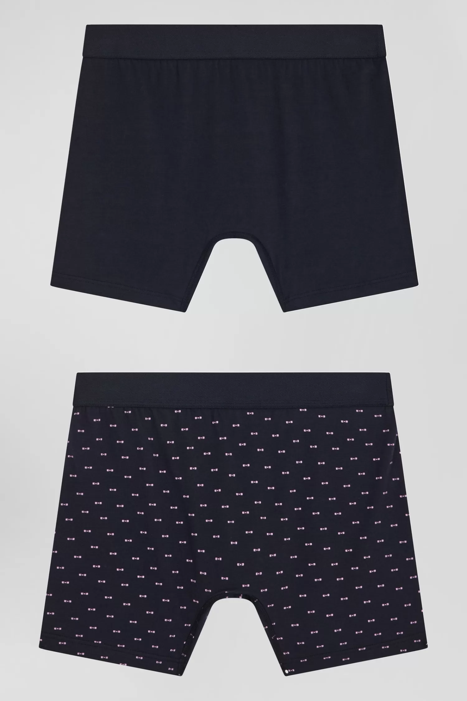 Eden Park Set of 2 navy blue solid and micro pattern stretch cotton boxers< Underwear