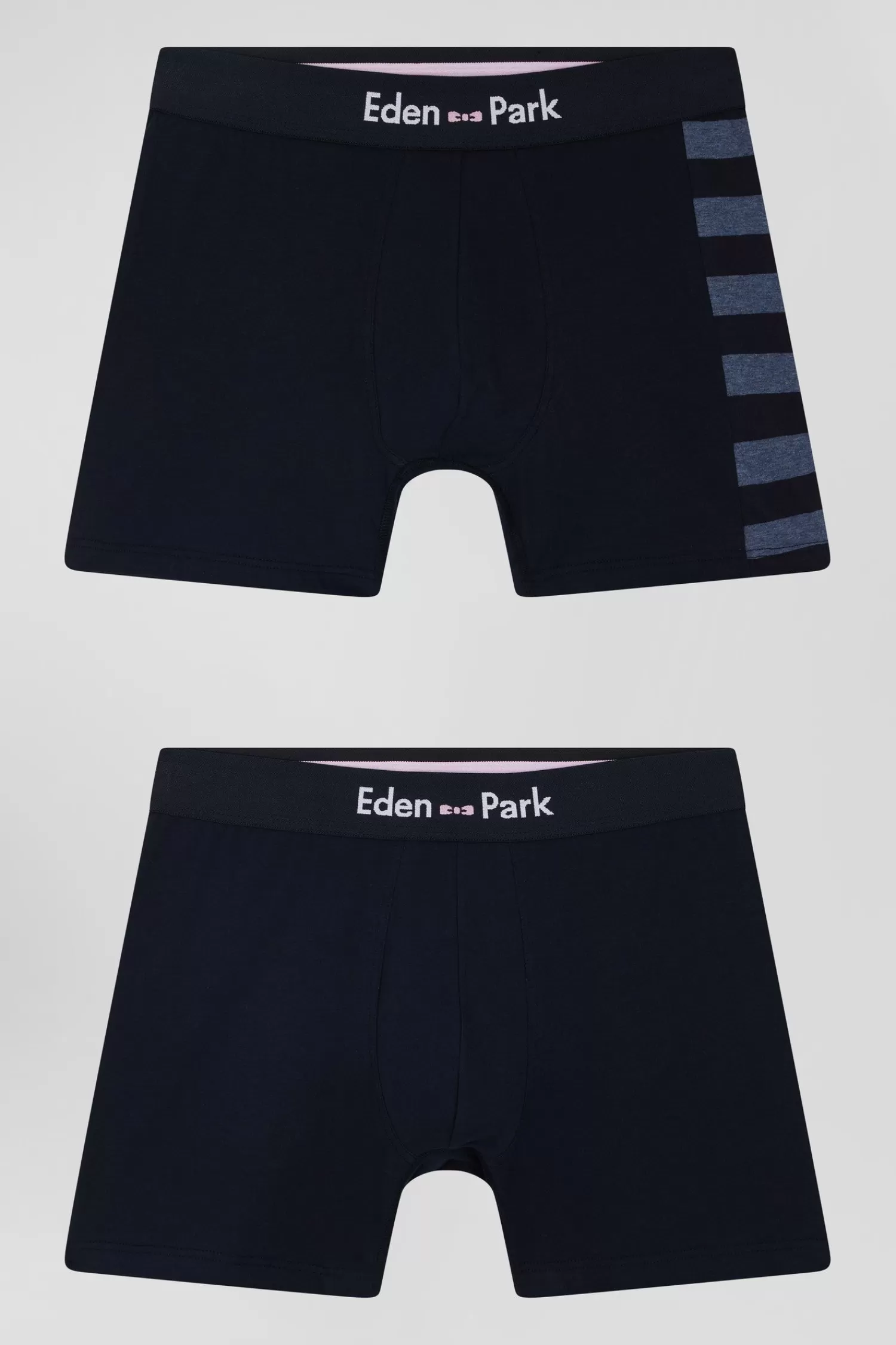 Eden Park Set of 2 navy blue stretch cotton boxers with blue stripes< Underwear