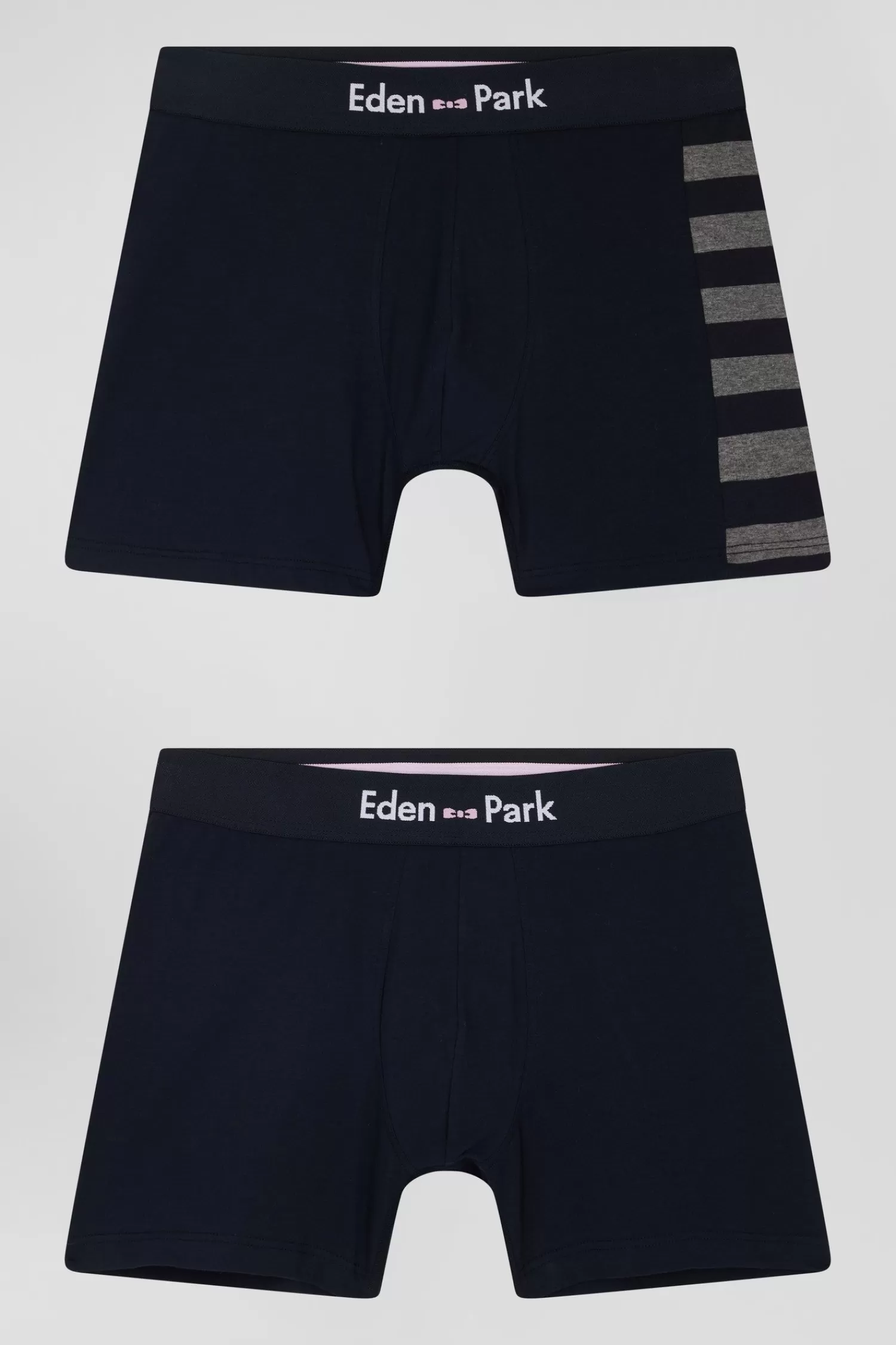 Eden Park Set of 2 navy blue stretch cotton boxers with grey stripes< Underwear