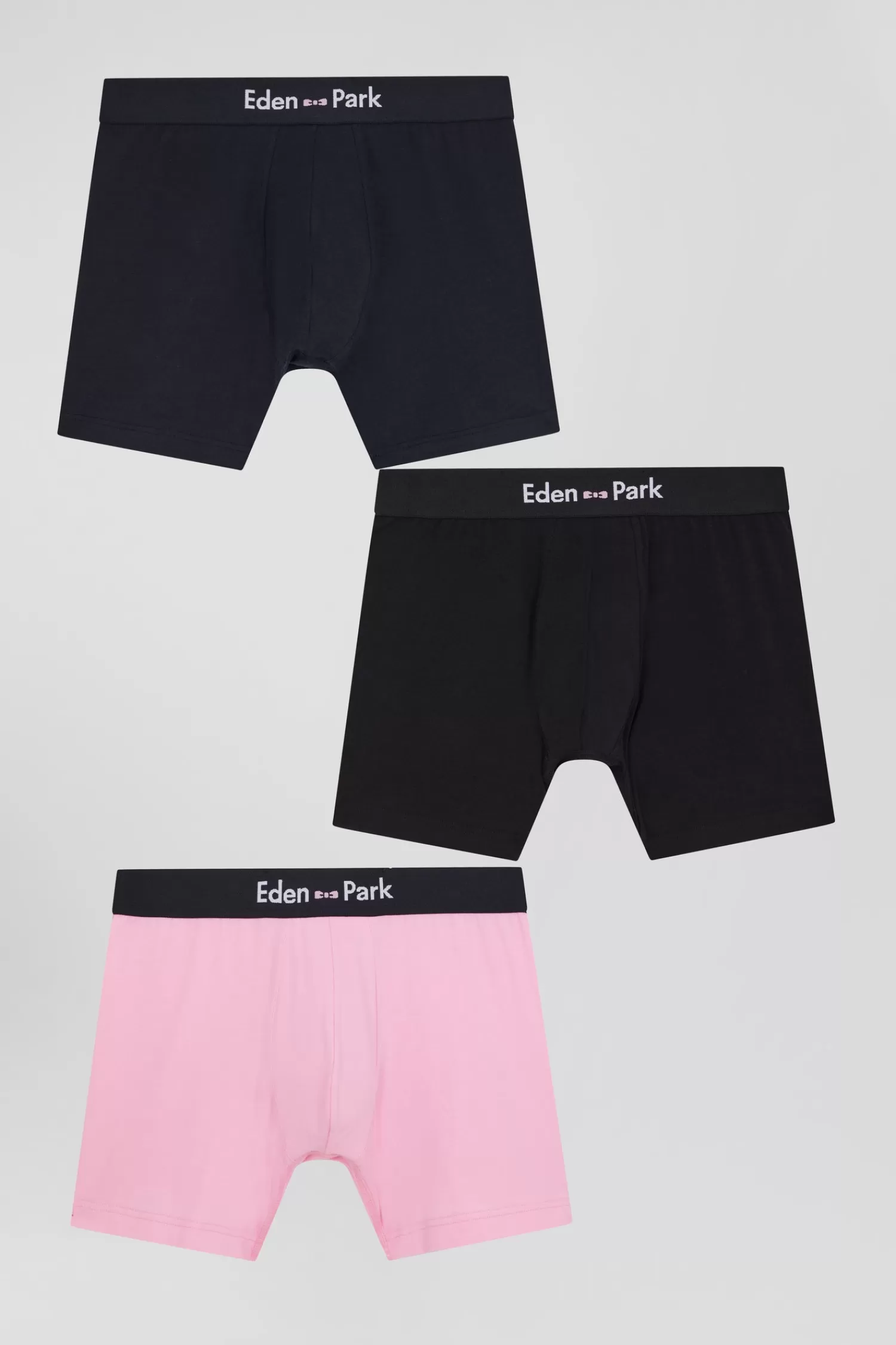 Eden Park Set of 3 pink solid stretch cotton boxers< Underwear