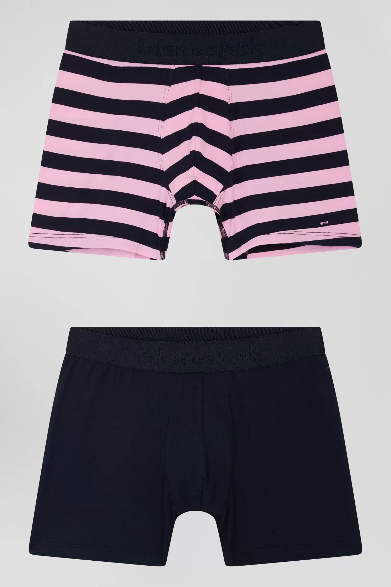 Eden Park Set of 2 pink striped and solid stretch cotton boxers< Underwear