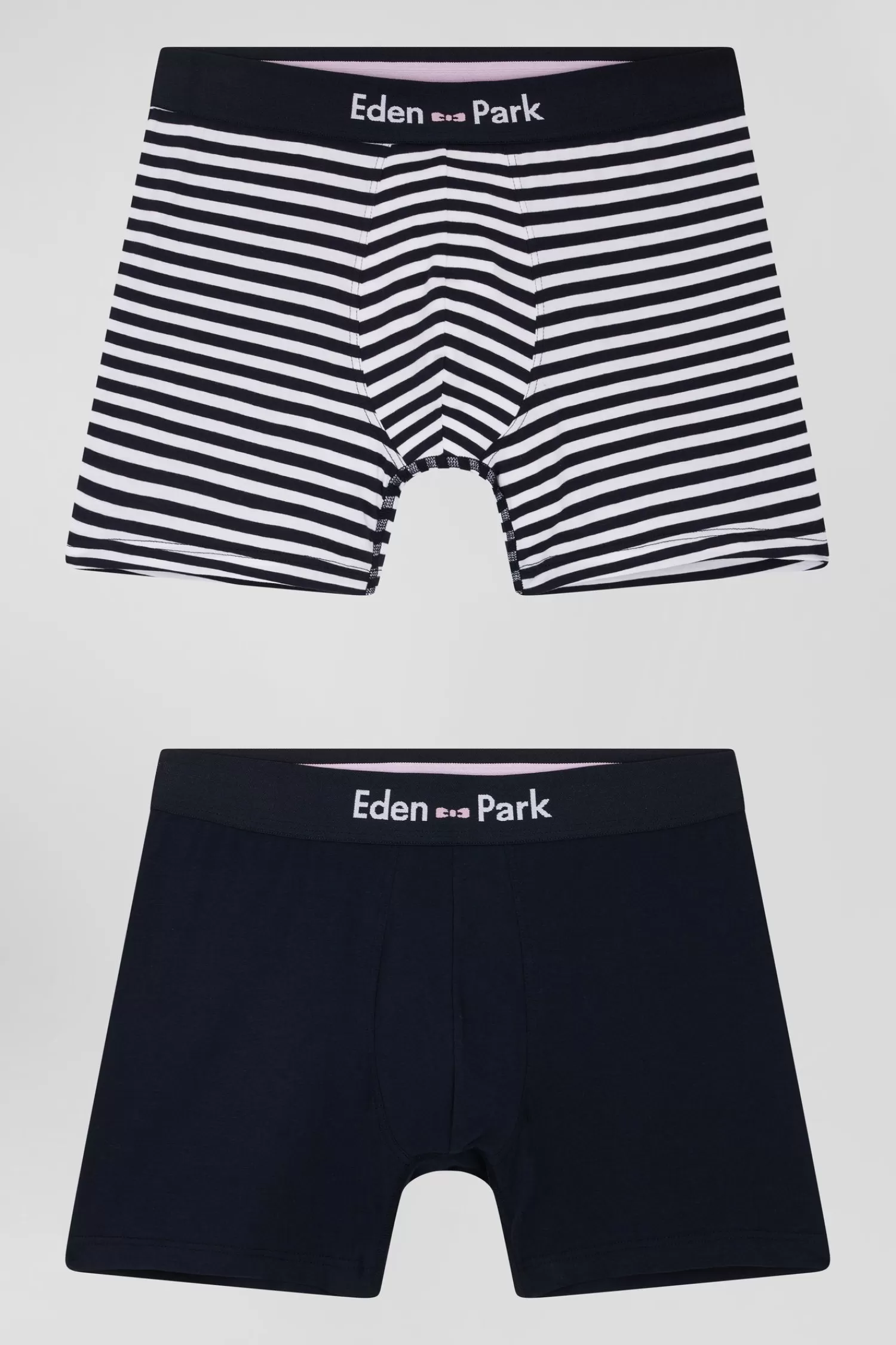Eden Park Set of 2 white and striped stretch cotton boxers< Underwear