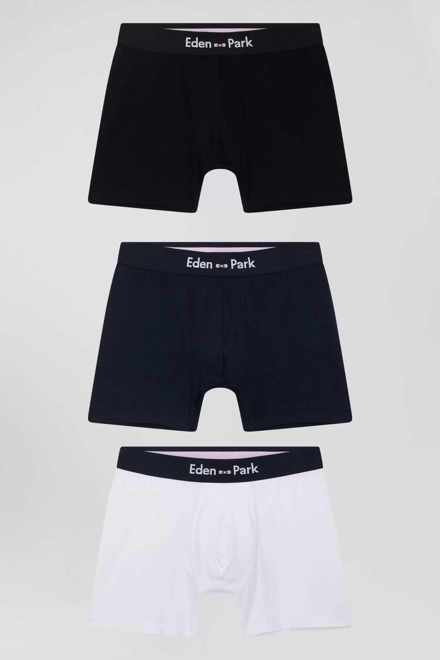 Eden Park Set of 3 white solid stretch cotton boxers< Underwear