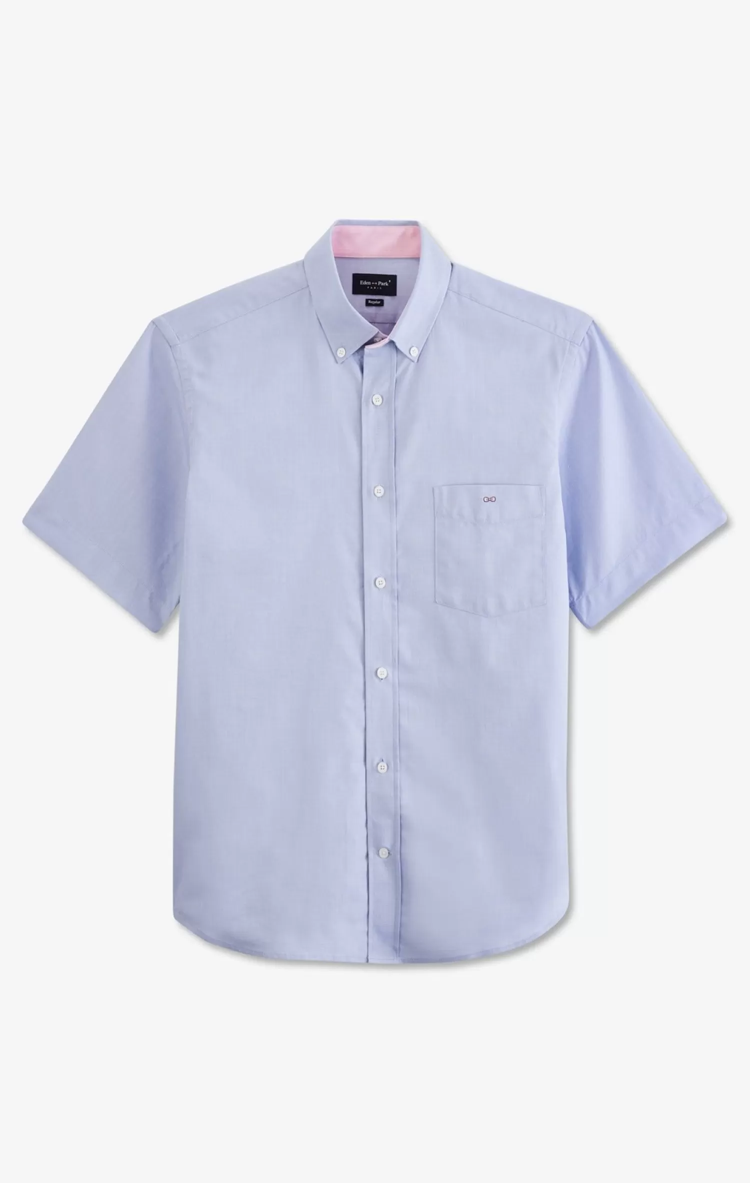 Eden Park Short sleeved blue cotton shirt< Short-sleeved Shirts