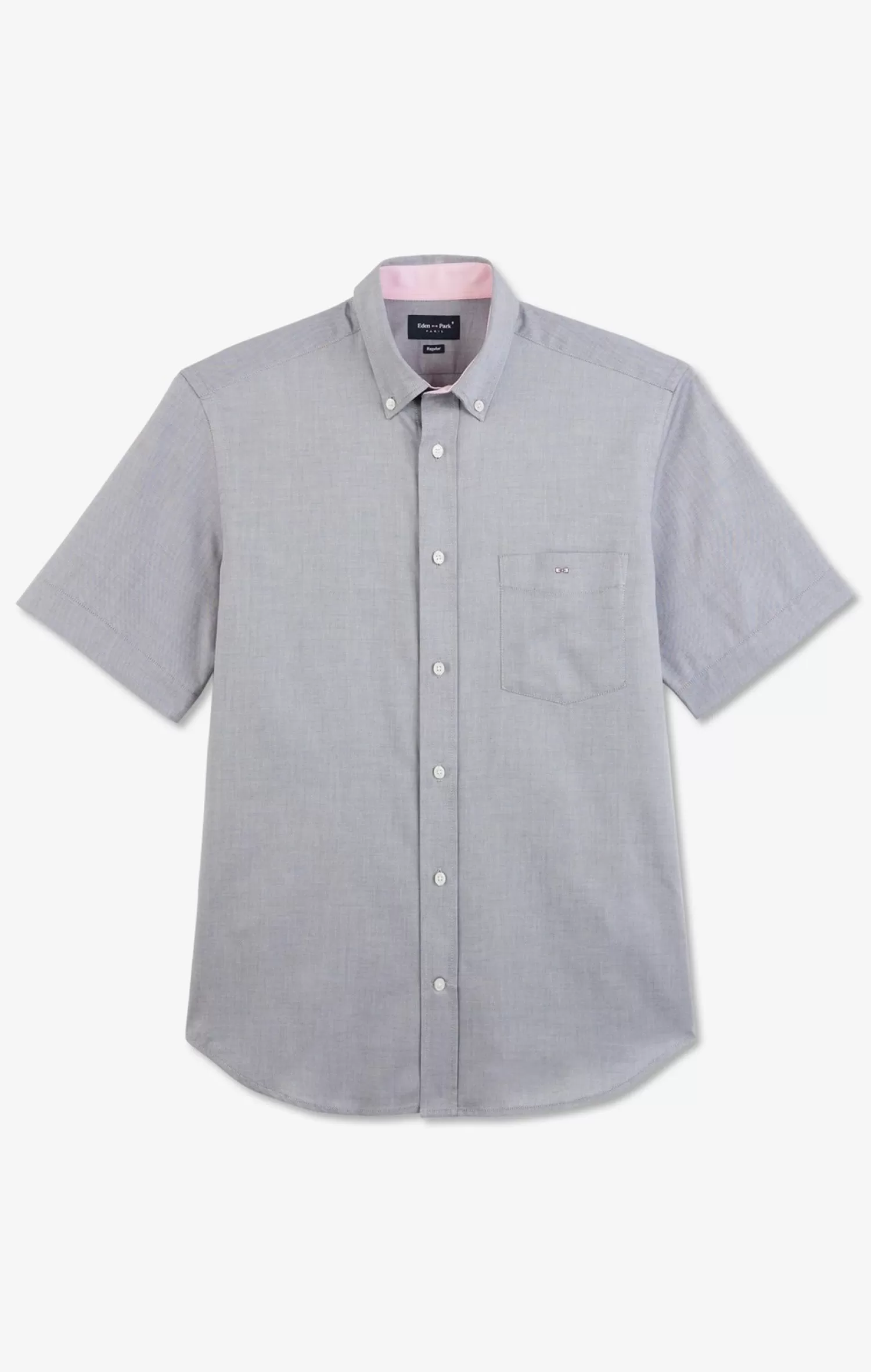 Eden Park Short sleeved grey cotton shirt< Short-sleeved Shirts