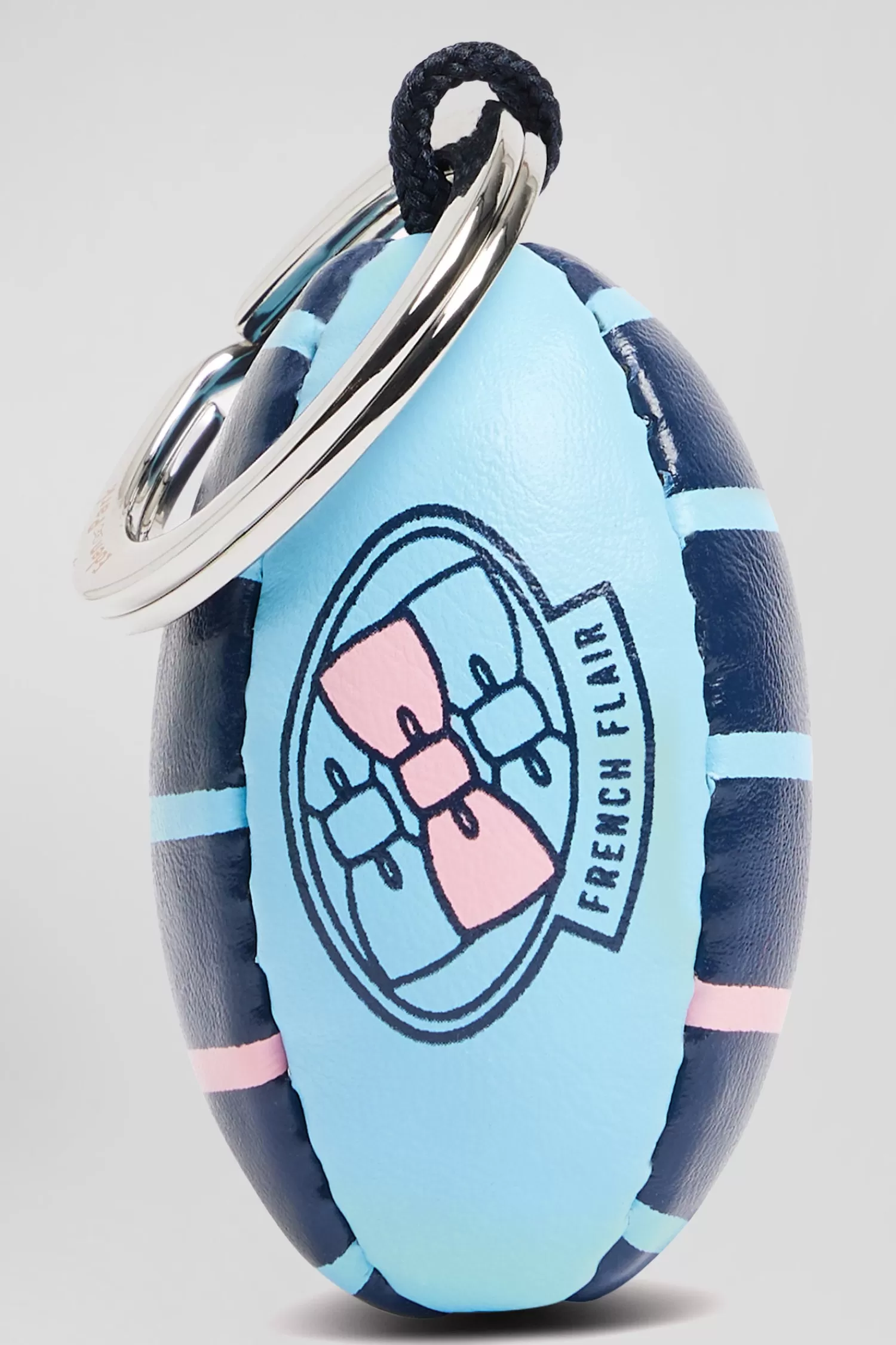 Eden Park Sky blue rugby ball key ring with screen-print< Key Chains