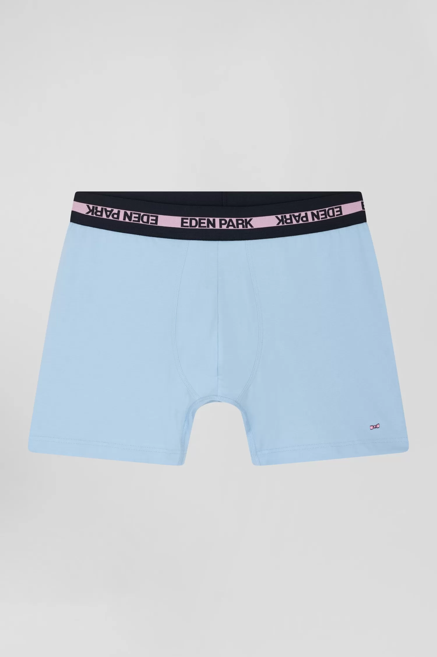 Eden Park Sky blue stretch cotton boxers with branded waistband< Underwear