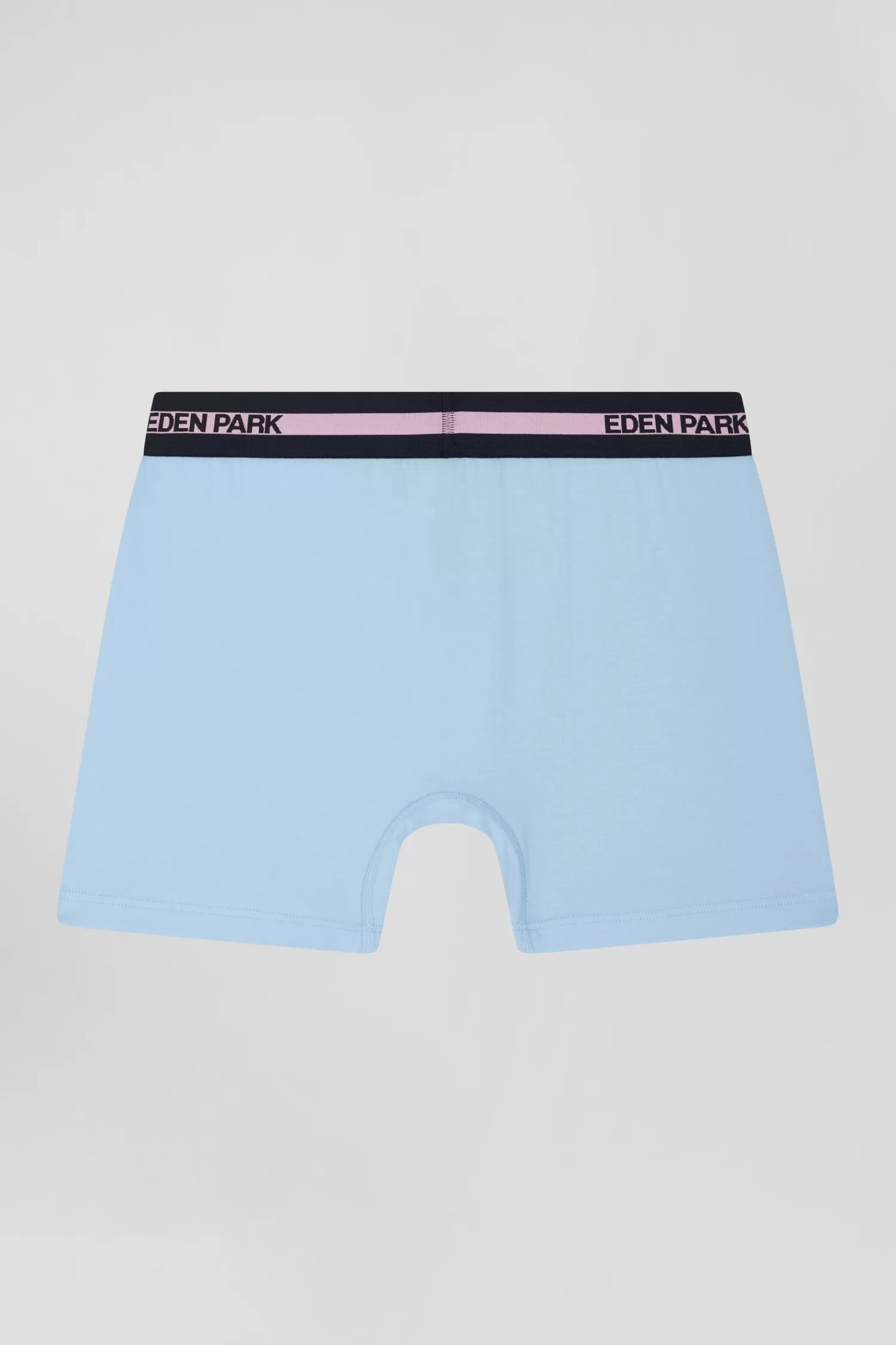 Eden Park Sky blue stretch cotton boxers with branded waistband< Underwear