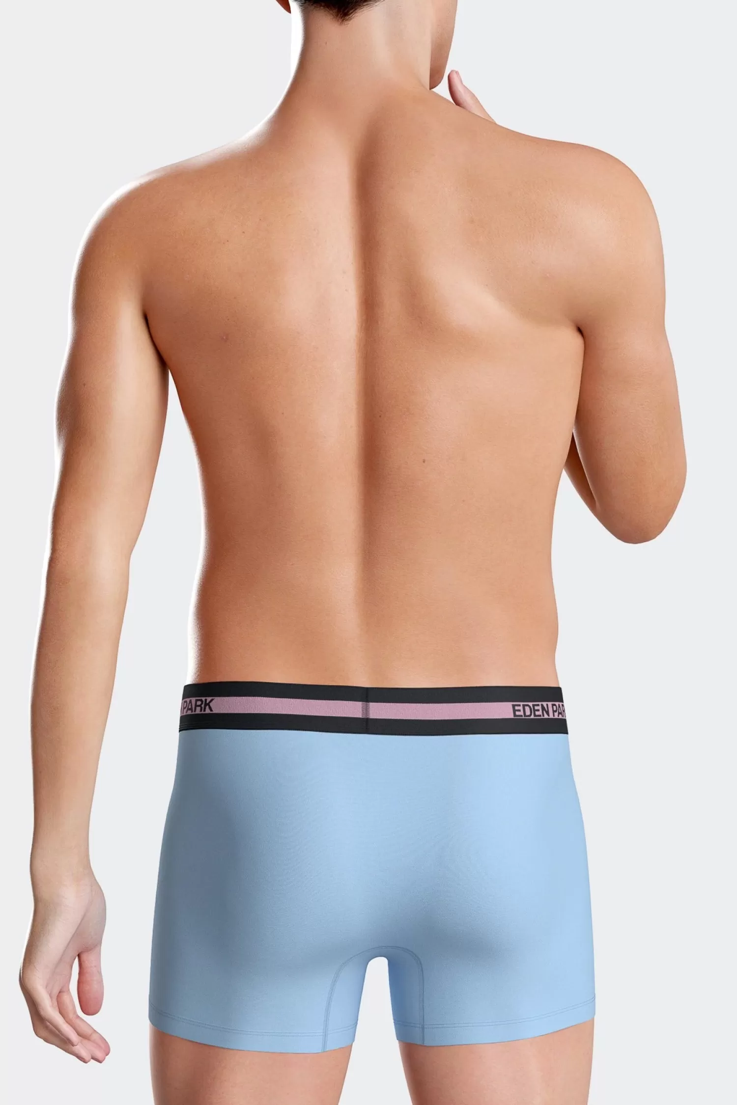 Eden Park Sky blue stretch cotton boxers with branded waistband< Underwear