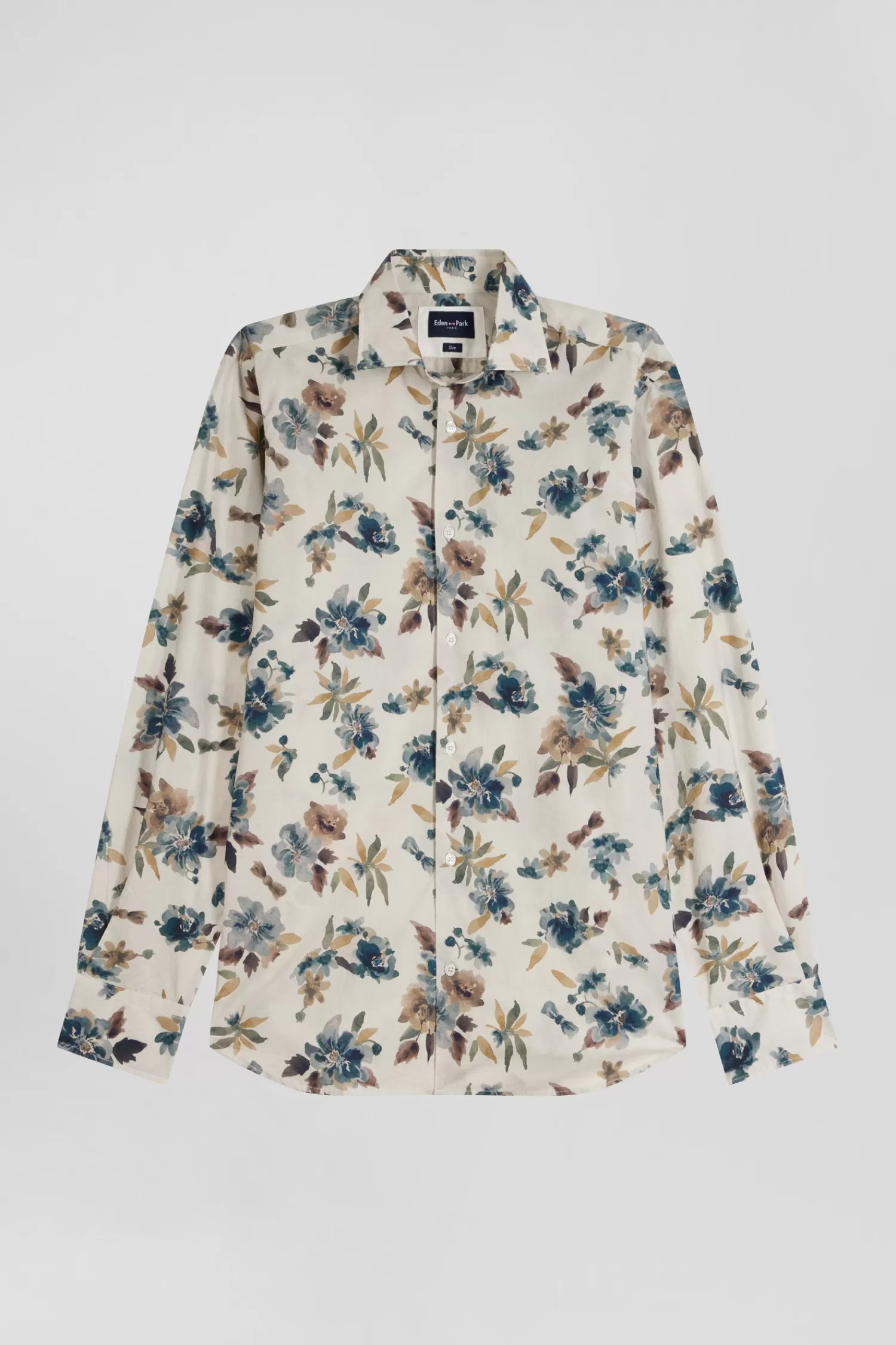 Eden Park Slim beige floral print cotton shirt< Shirts