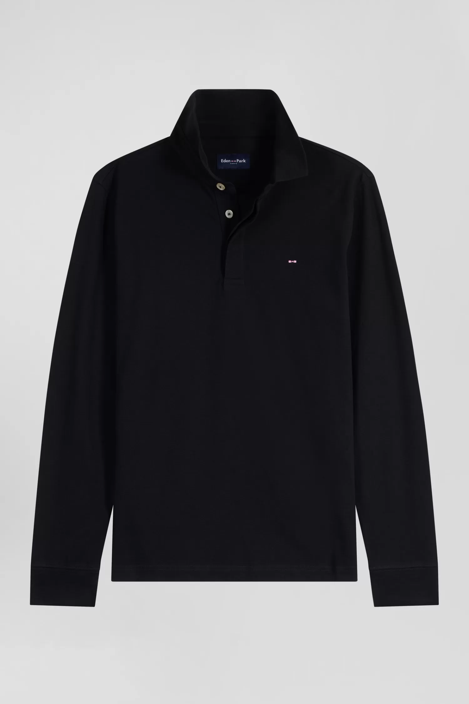 Eden Park Slim black long-sleeved cotton piqué polo shirt< Polos