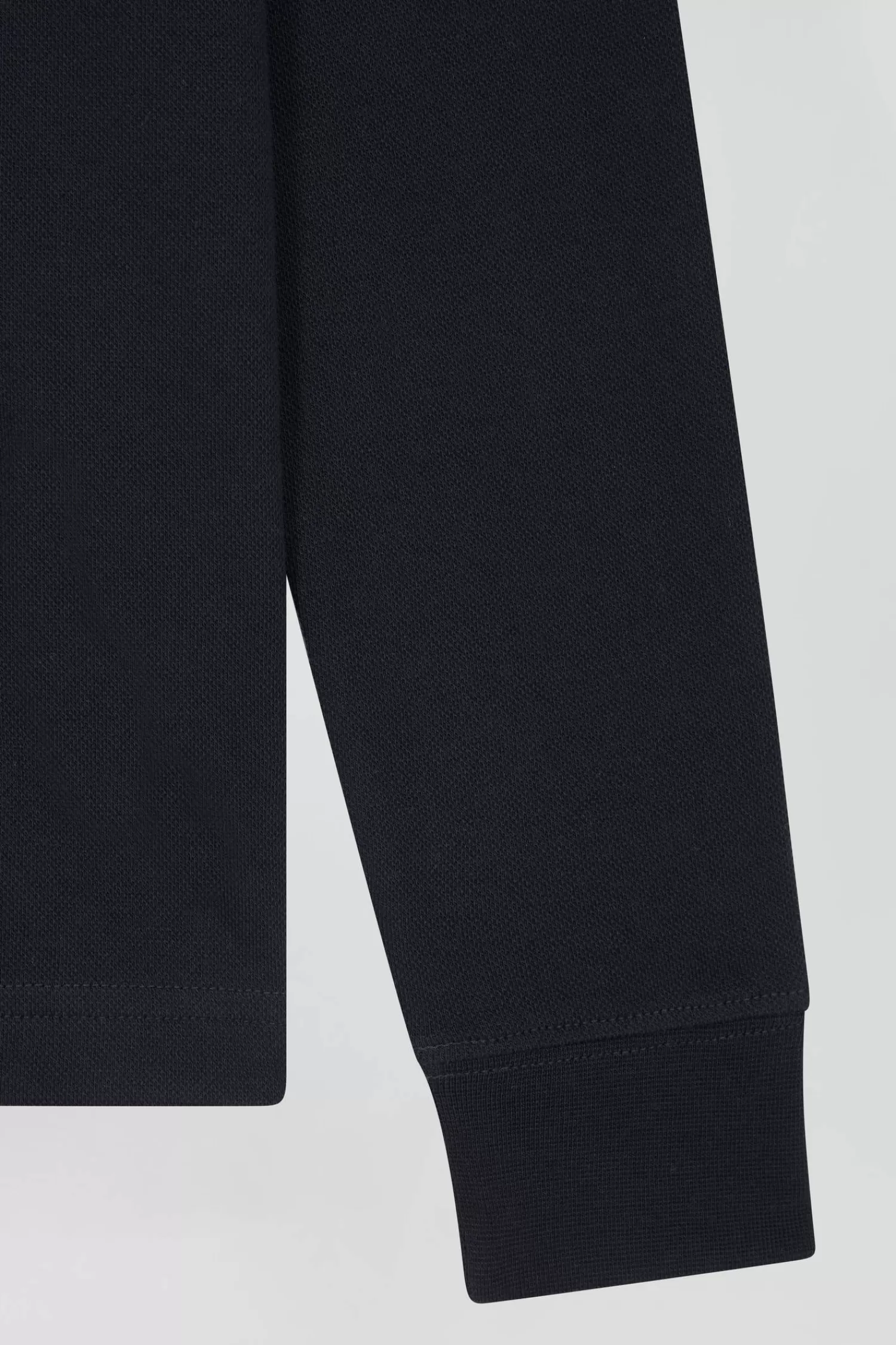 slim_black_longsleeved_stretch_cotton_polo_shirt_with_striped_collar_7.webp Eden Park Slim black long-sleeved stretch cotton polo shirt with striped collar<Women Polos | Polos