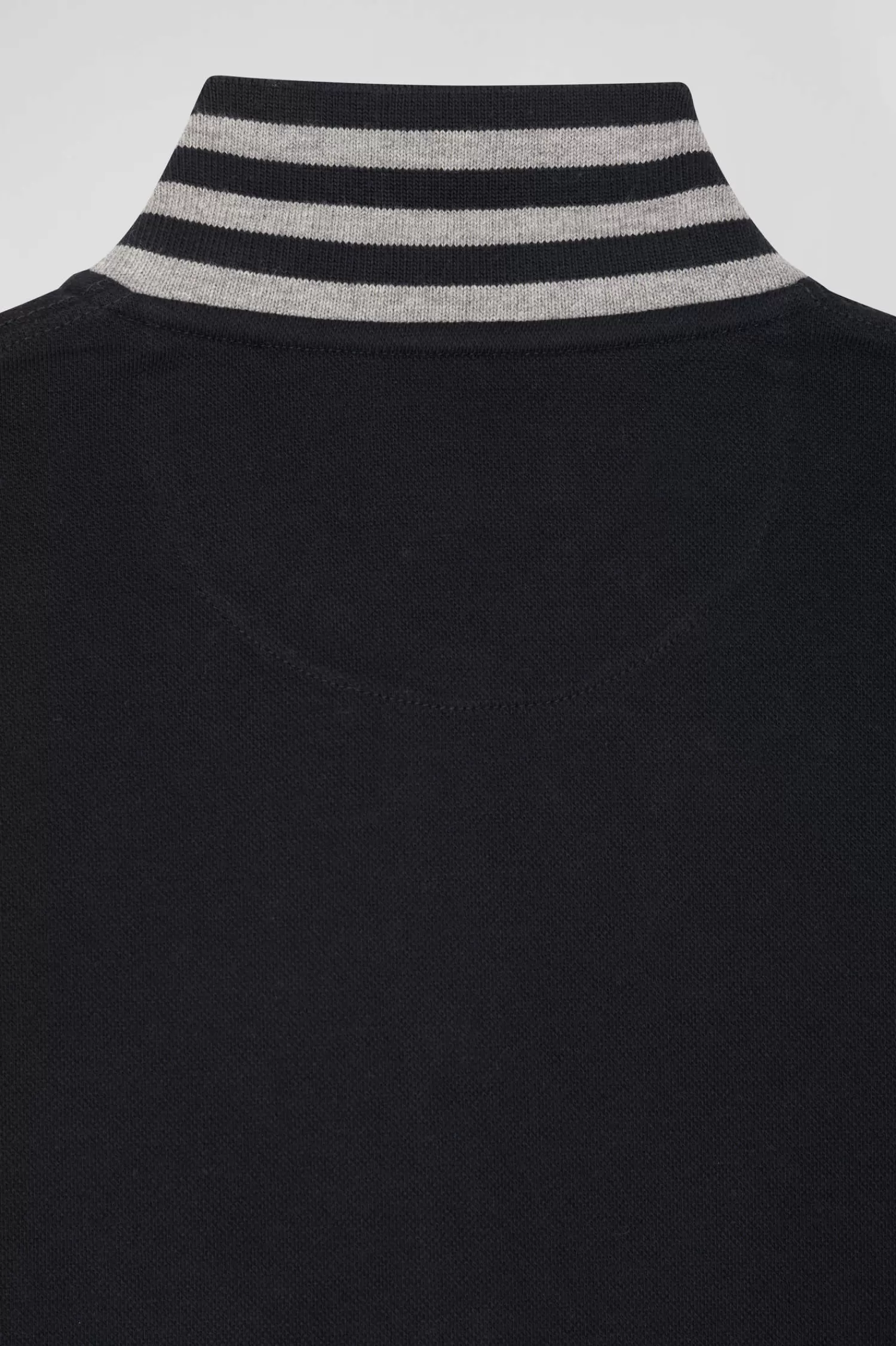 slim_black_longsleeved_stretch_cotton_polo_shirt_with_striped_collar_8.webp Eden Park Slim black long-sleeved stretch cotton polo shirt with striped collar<Women Polos | Polos