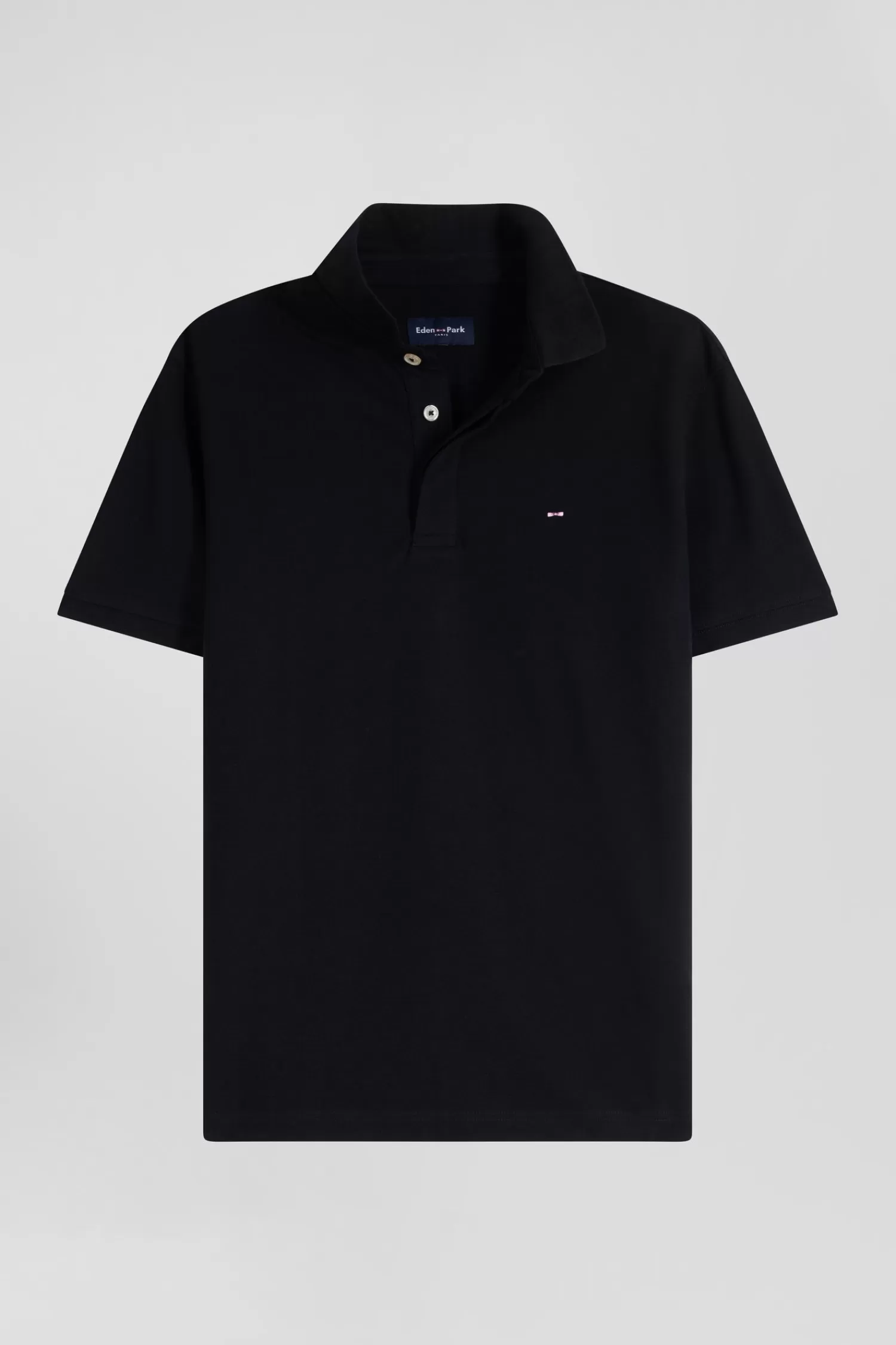 Eden Park Slim black short-sleeved cotton piqué polo shirt< Polos