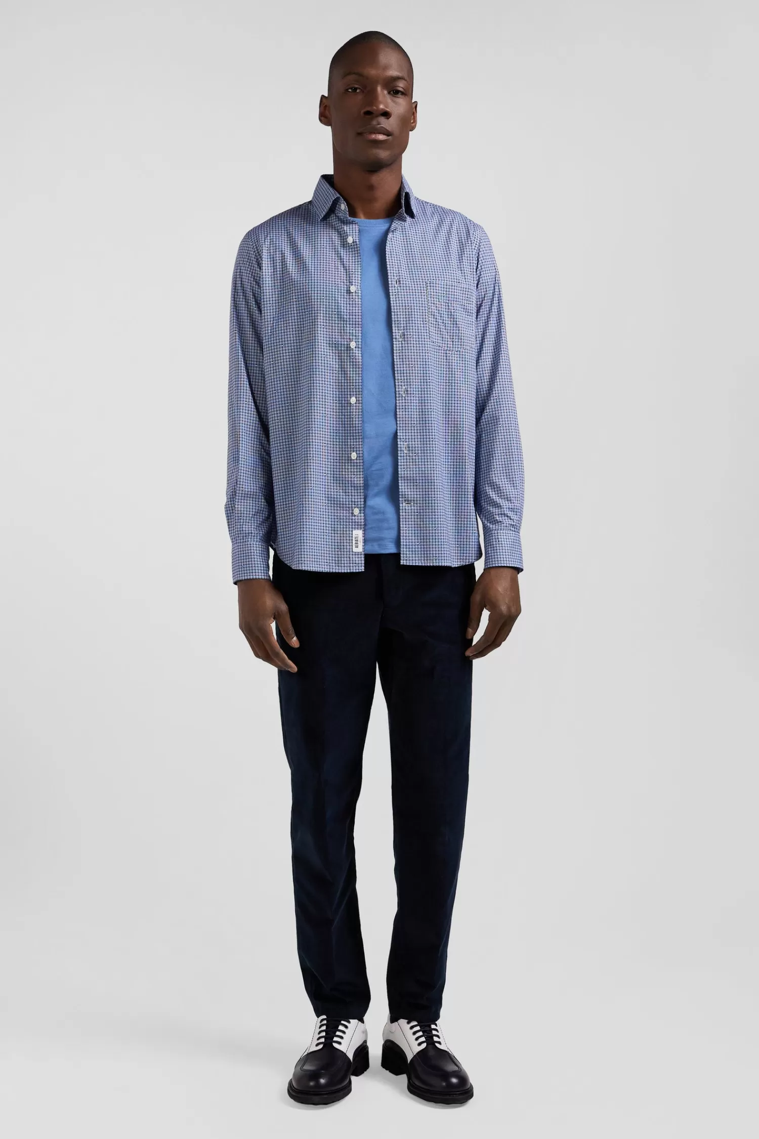 Eden Park Slim blue graphic print cotton poplin shirt< Shirts