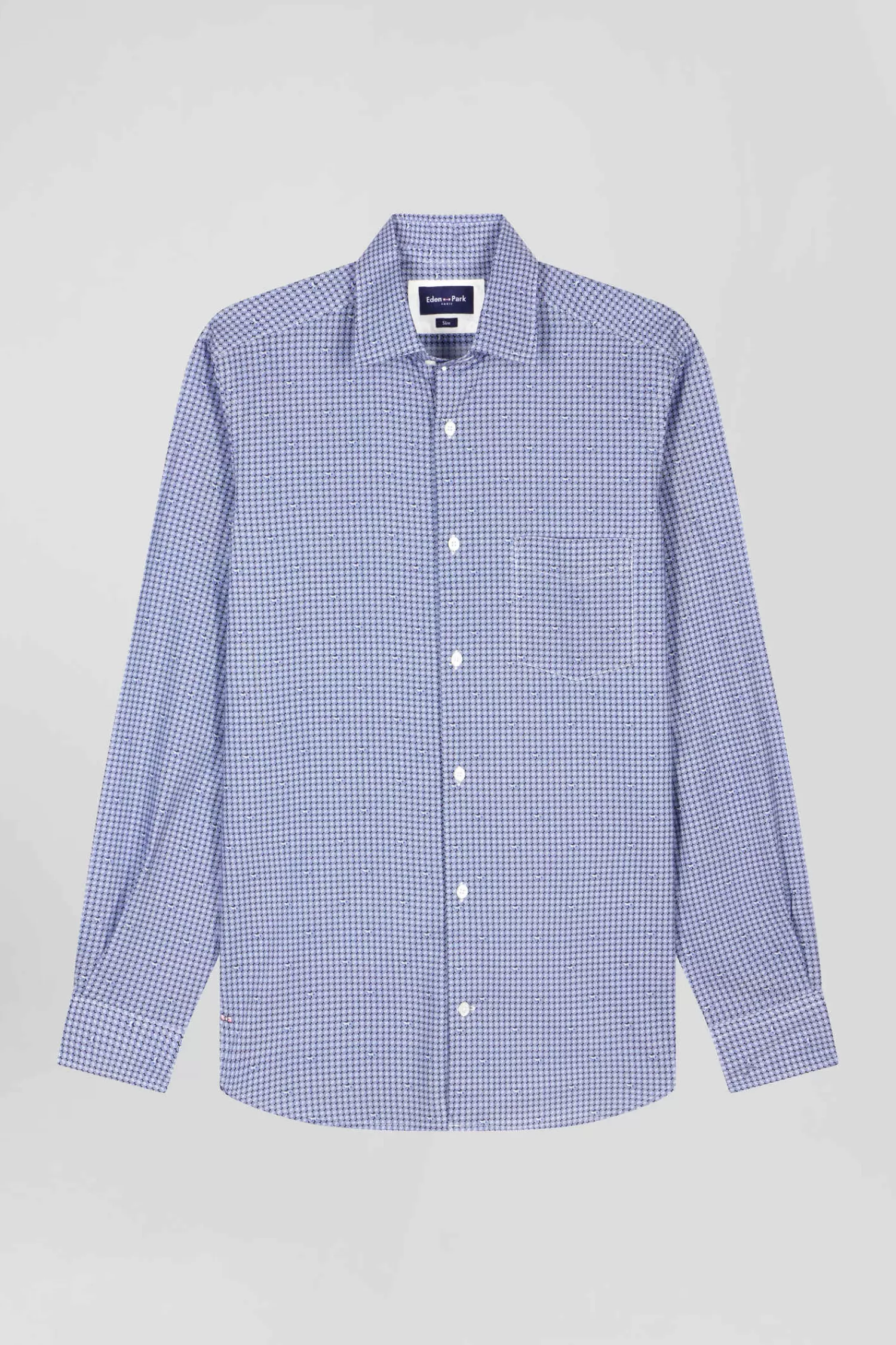 Eden Park Slim blue graphic print cotton poplin shirt< Shirts