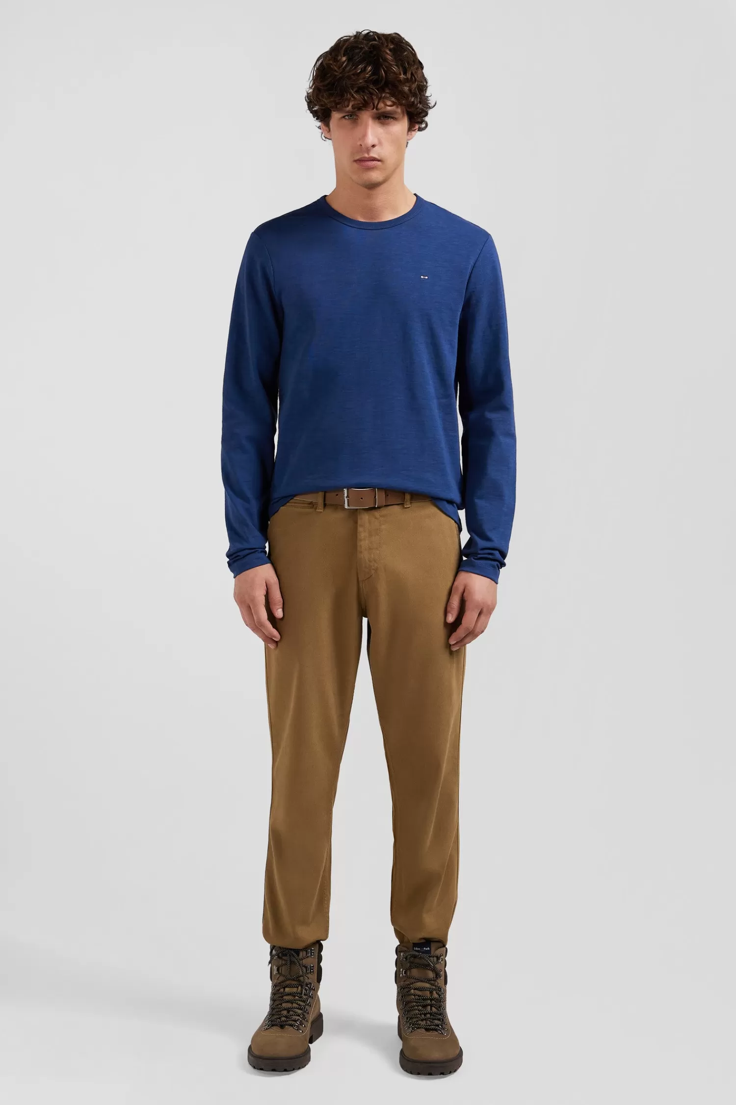 Eden Park Slim blue long-sleeved cotton T-shirt< T-shirts