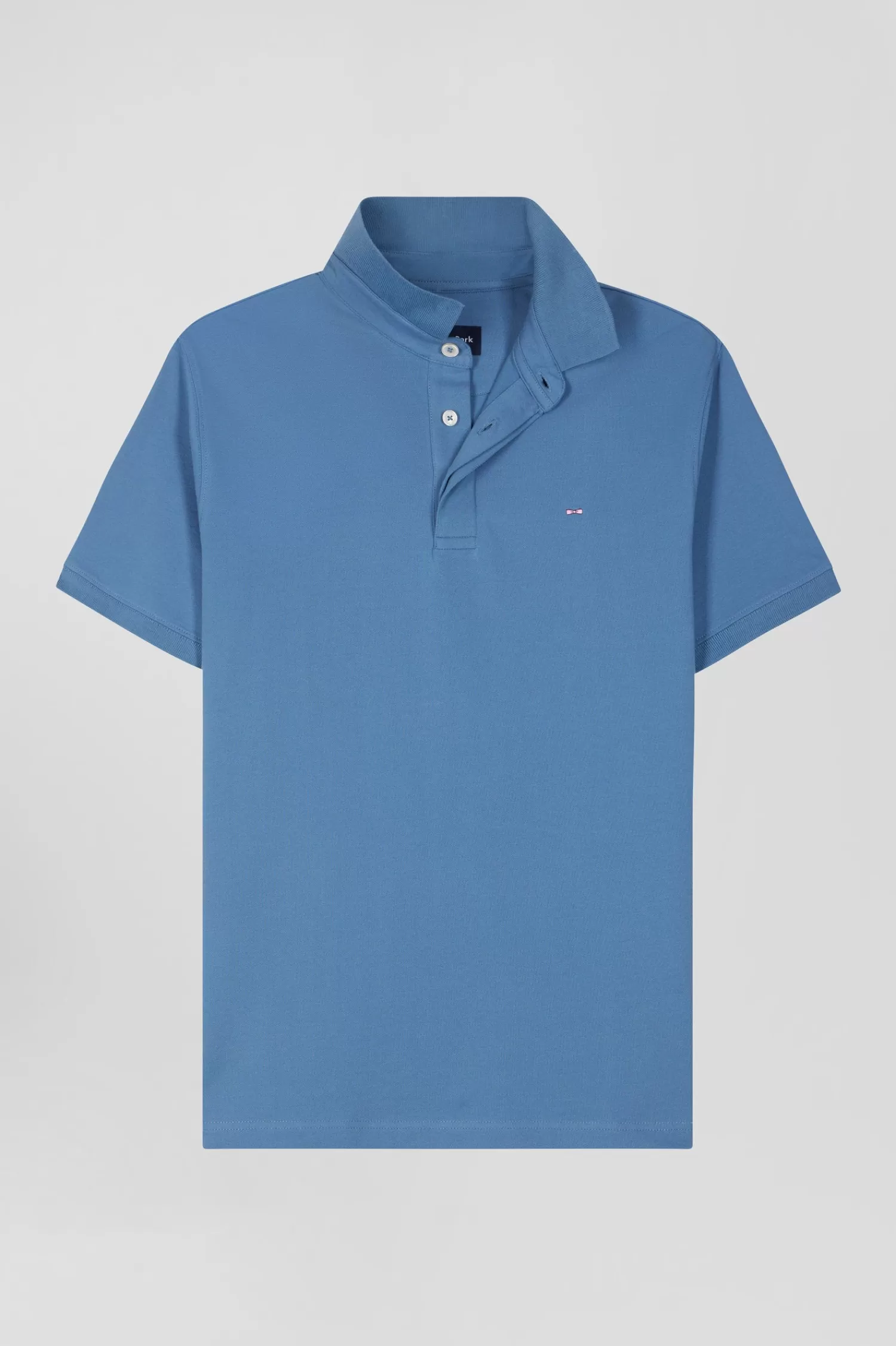 Eden Park Slim blue short-sleeved stretch cotton polo shirt< Polos