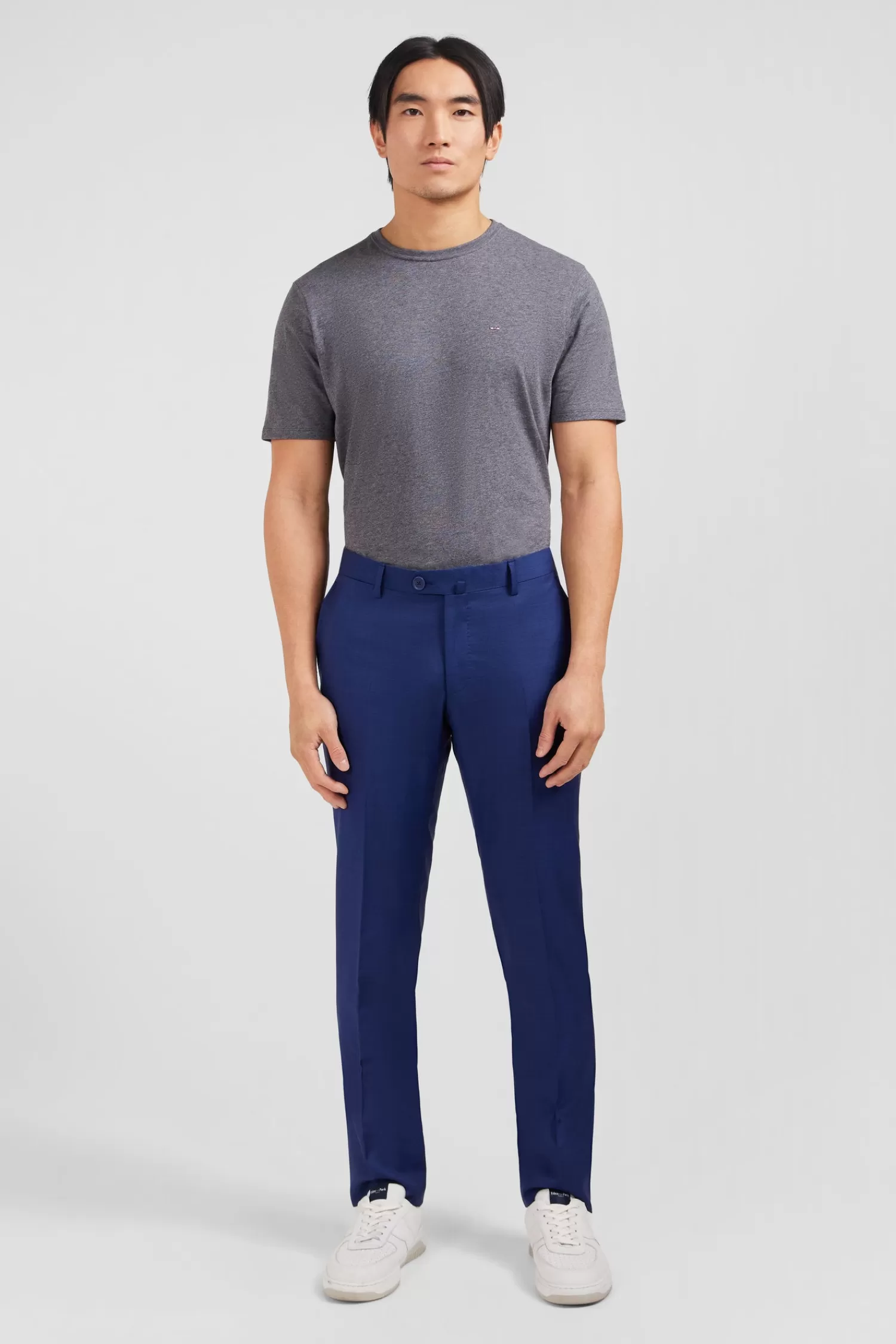 Eden Park Slim blue wool trousers with broken fold< Pants