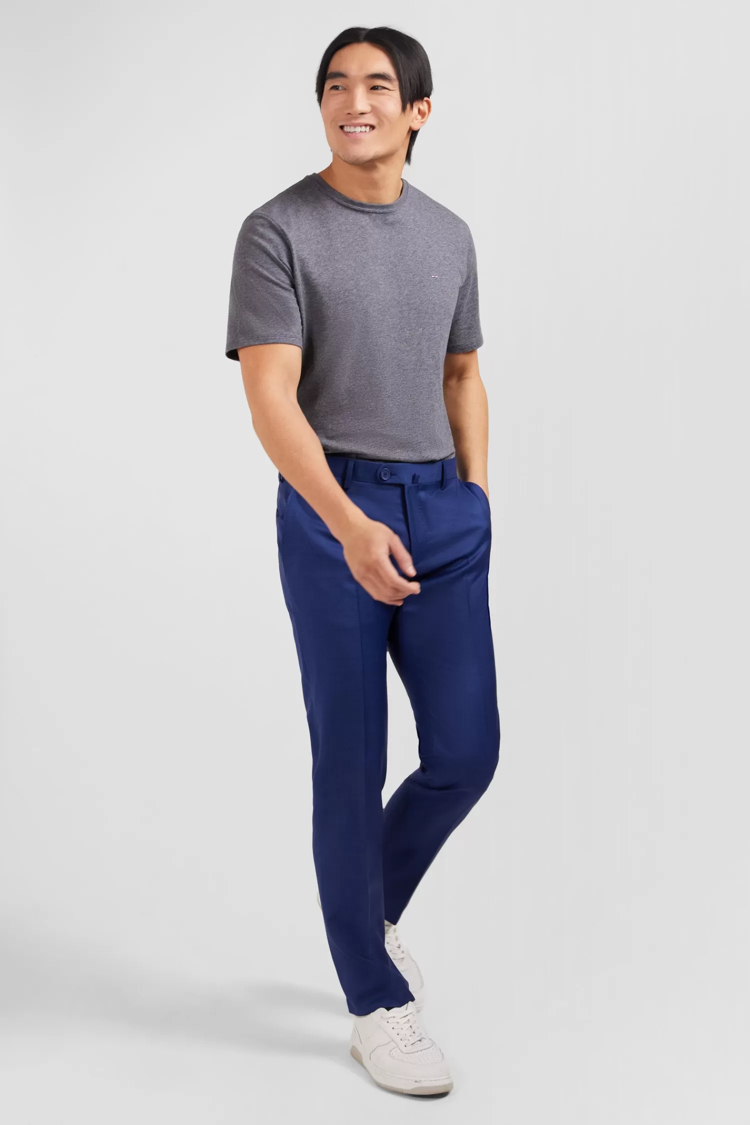 slim_blue_wool_trousers_with_broken_fold_3.webp Eden Park Slim blue wool trousers with broken fold< Pants