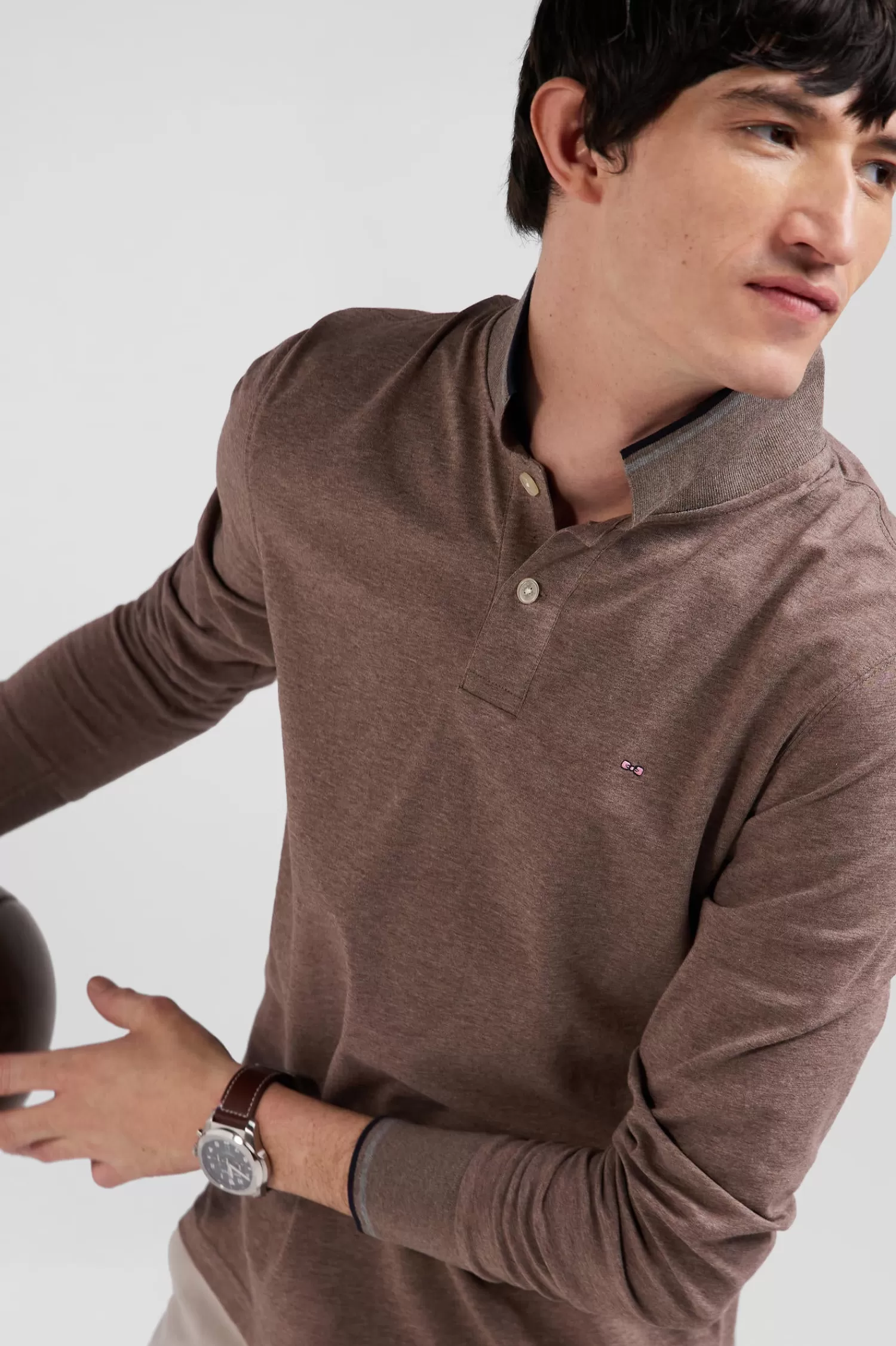 slim_brown_longsleeved_stretch_cotton_polo_shirt_with_striped_finishes_2.webp Eden Park Slim brown long-sleeved stretch cotton polo shirt with striped finishes< Polos