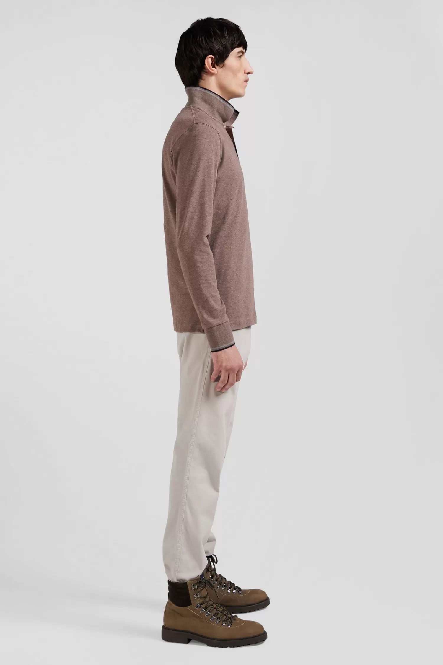 slim_brown_longsleeved_stretch_cotton_polo_shirt_with_striped_finishes_4.webp Eden Park Slim brown long-sleeved stretch cotton polo shirt with striped finishes< Polos