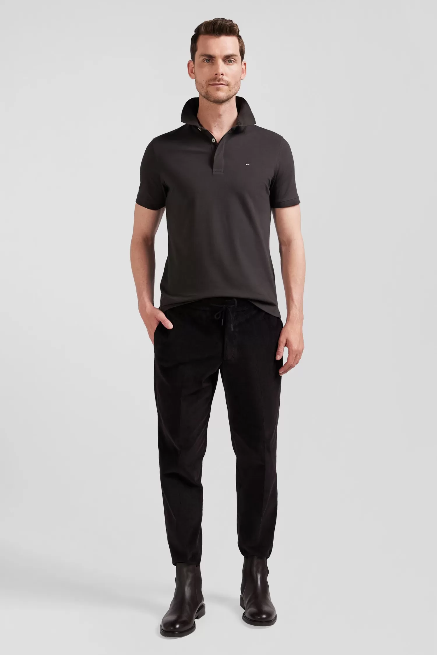 Eden Park Slim brown short-sleeved cotton piqué polo shirt< Polos