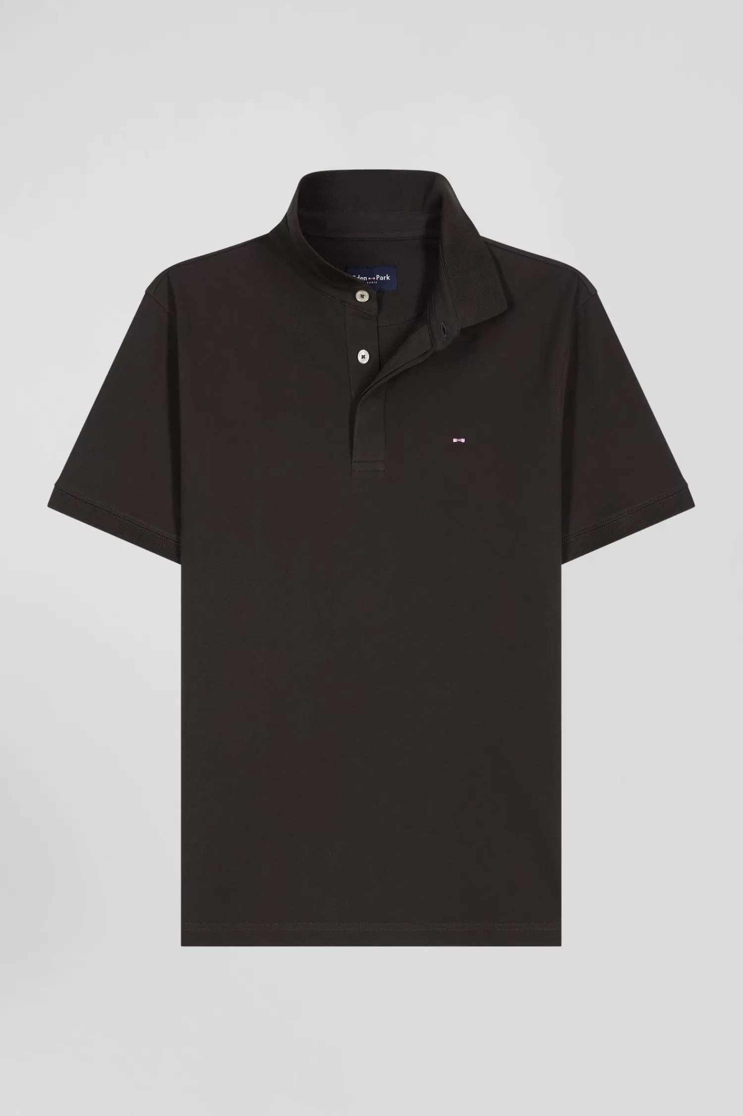 Eden Park Slim brown short-sleeved cotton piqué polo shirt< Polos