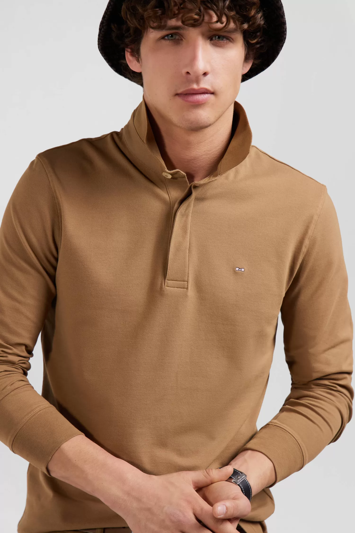 slim_camel_longsleeved_cotton_piqu_polo_shirt_2.webp Eden Park Slim camel long-sleeved cotton piqué polo shirt< Polos