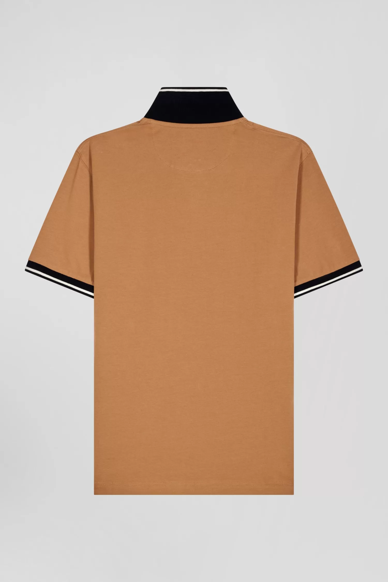 slim_camel_shortsleeved_stretch_cotton_polo_shirt_with_eden_park_jacquard_collar_3.webp Eden Park Slim camel short-sleeved stretch cotton polo shirt with jacquard collar< Polos