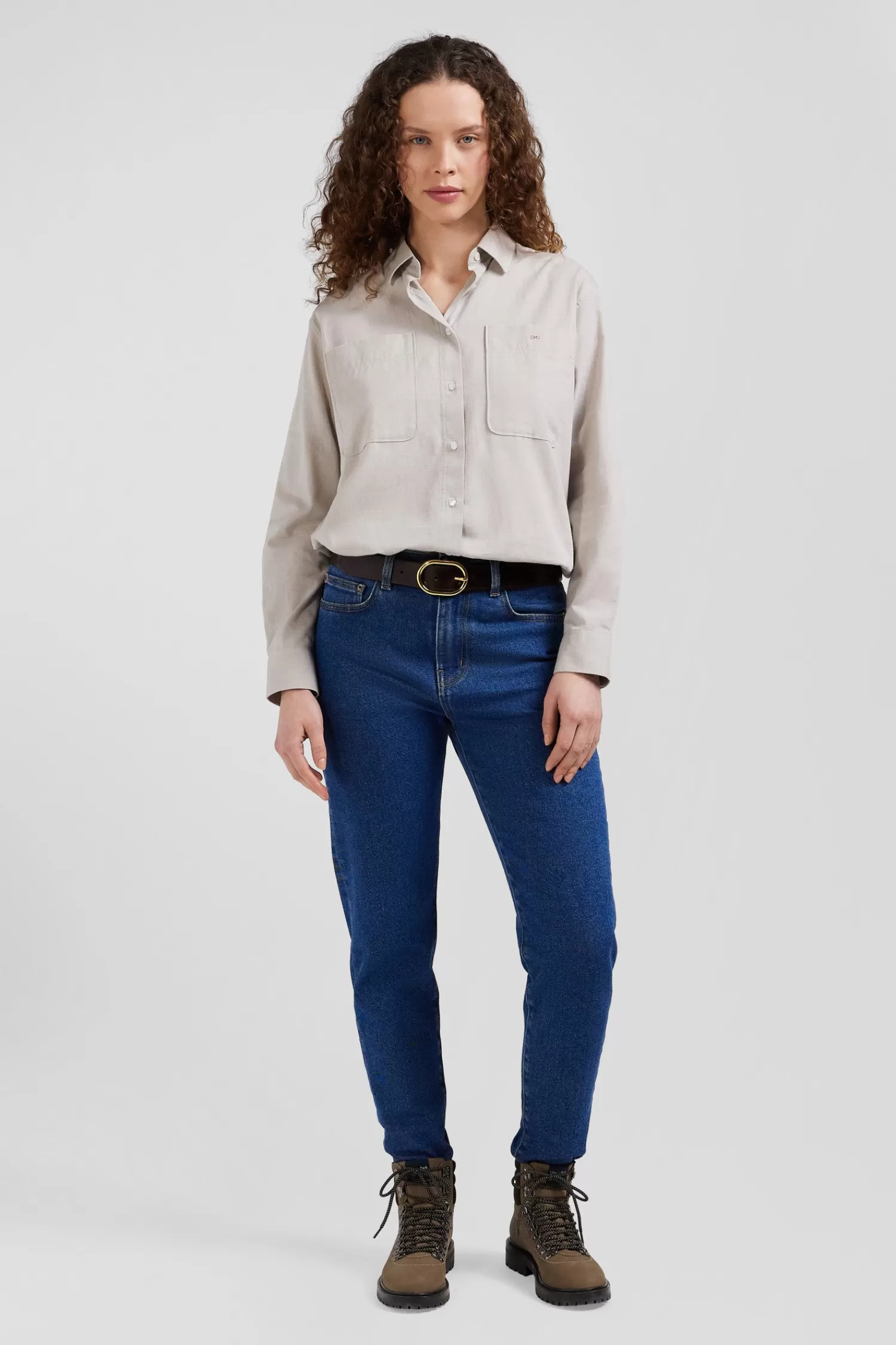 slim_dark_blue_cotton_pocket_jeans_4.webp Eden Park Slim dark blue cotton 5-pocket jeans<Women Pants