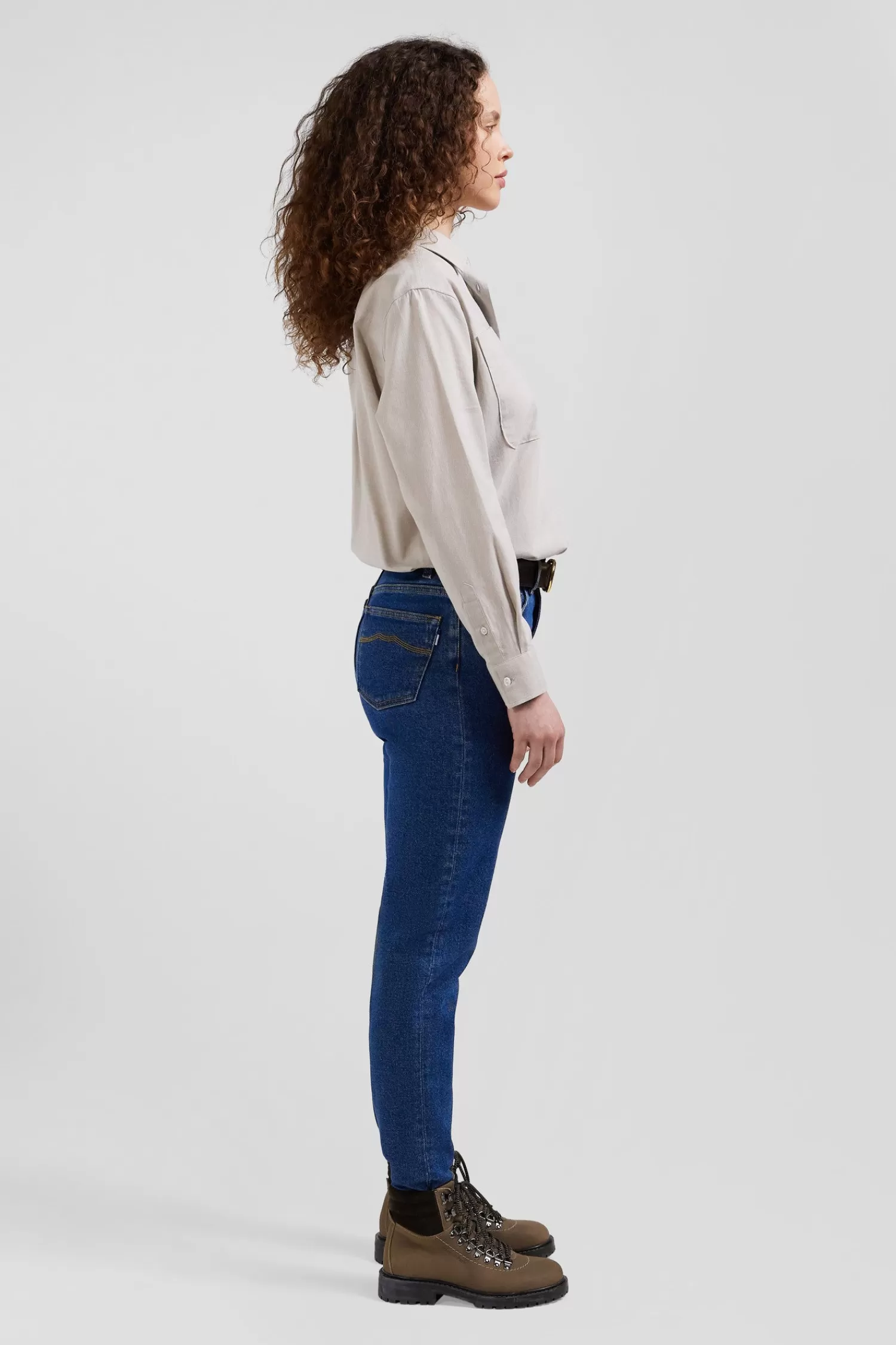 slim_dark_blue_cotton_pocket_jeans_5.webp Eden Park Slim dark blue cotton 5-pocket jeans<Women Pants