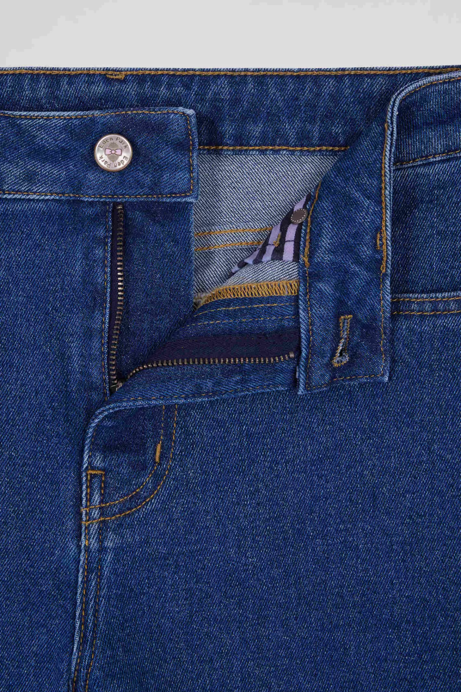 slim_dark_blue_cotton_pocket_jeans_7.webp Eden Park Slim dark blue cotton 5-pocket jeans<Women Pants
