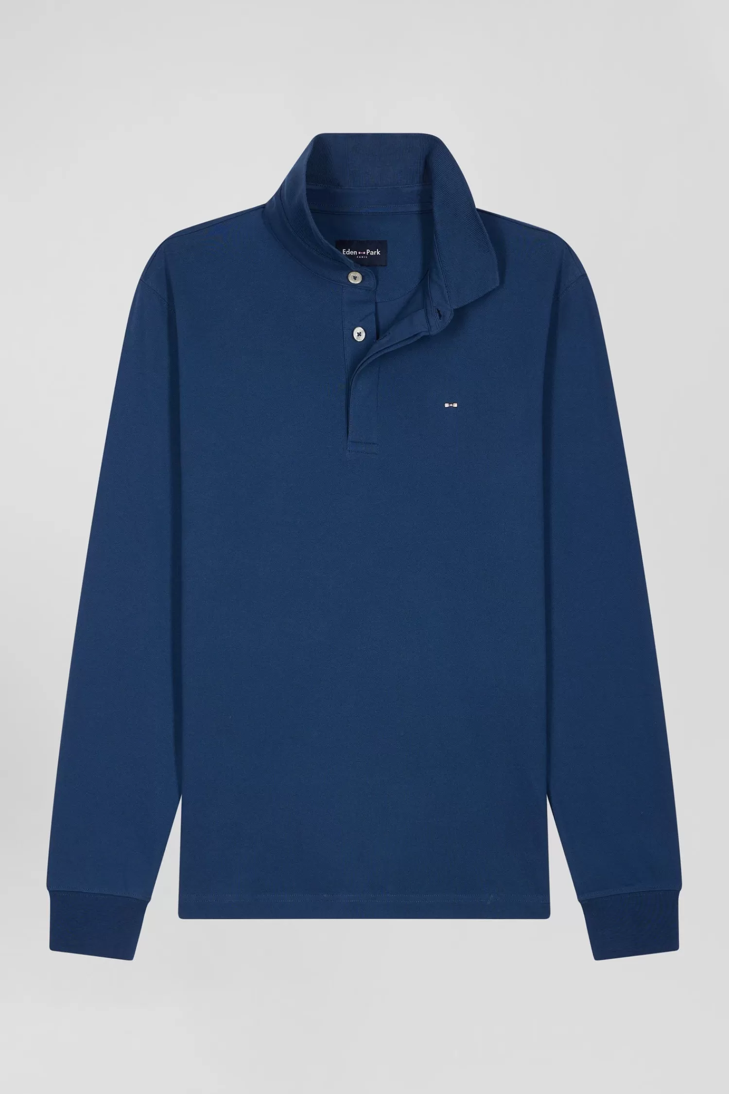 Eden Park Slim dark blue long-sleeved cotton piqué polo shirt< Polos